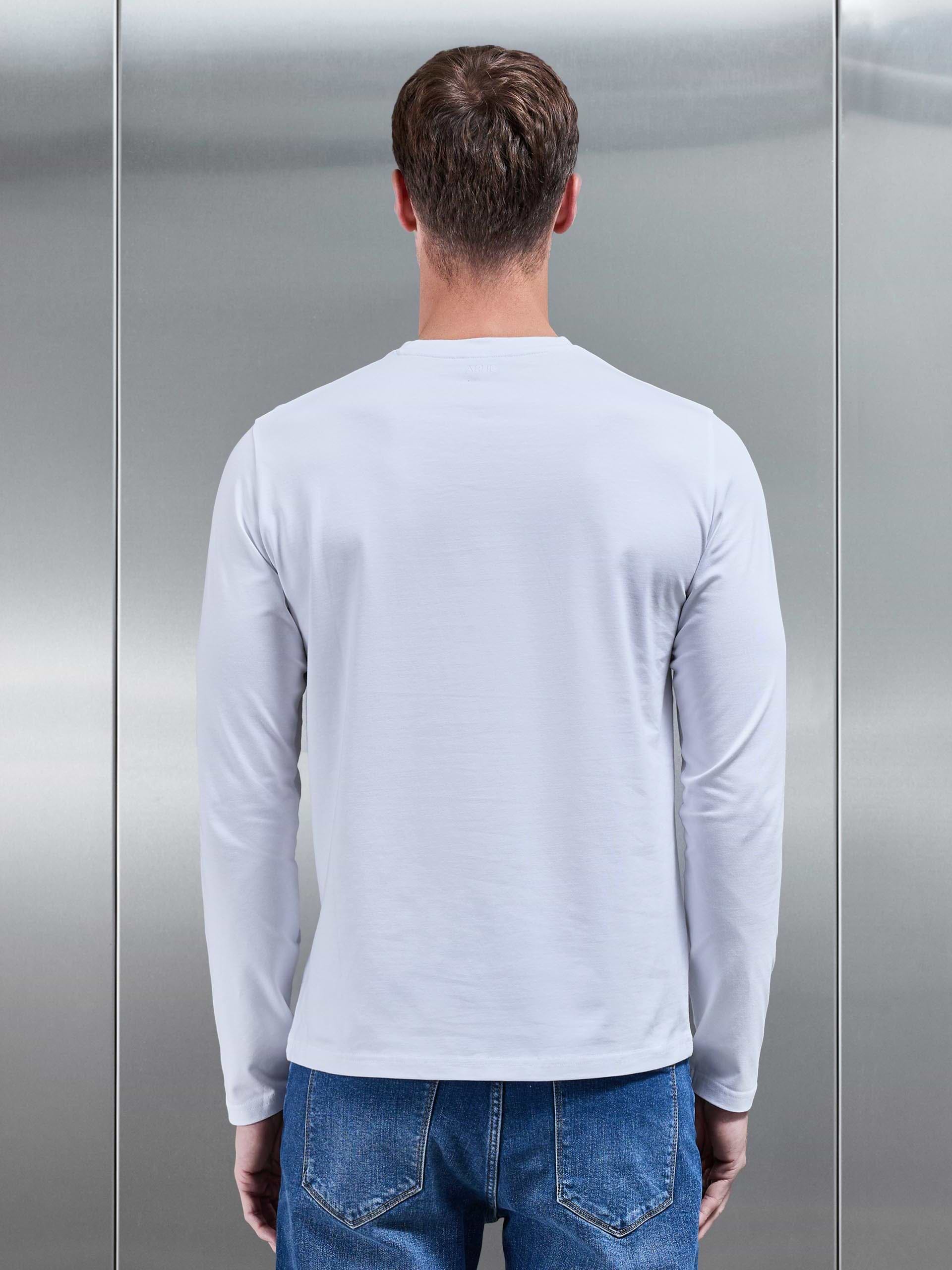 Essential Cotton Stretch Long Sleeve Slim T-Shirt in White