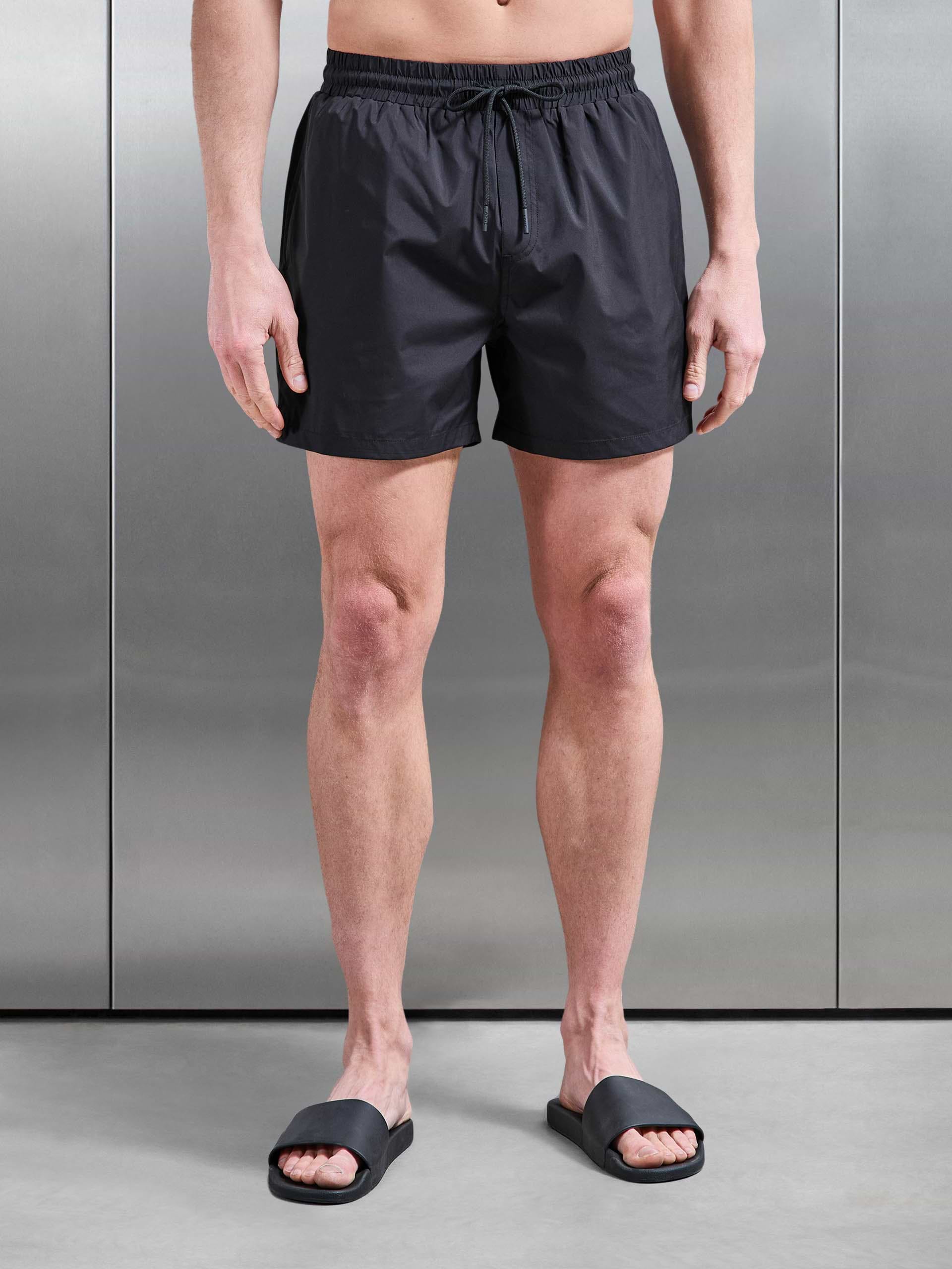 Essential Drawstring Shell Swim Short in Black