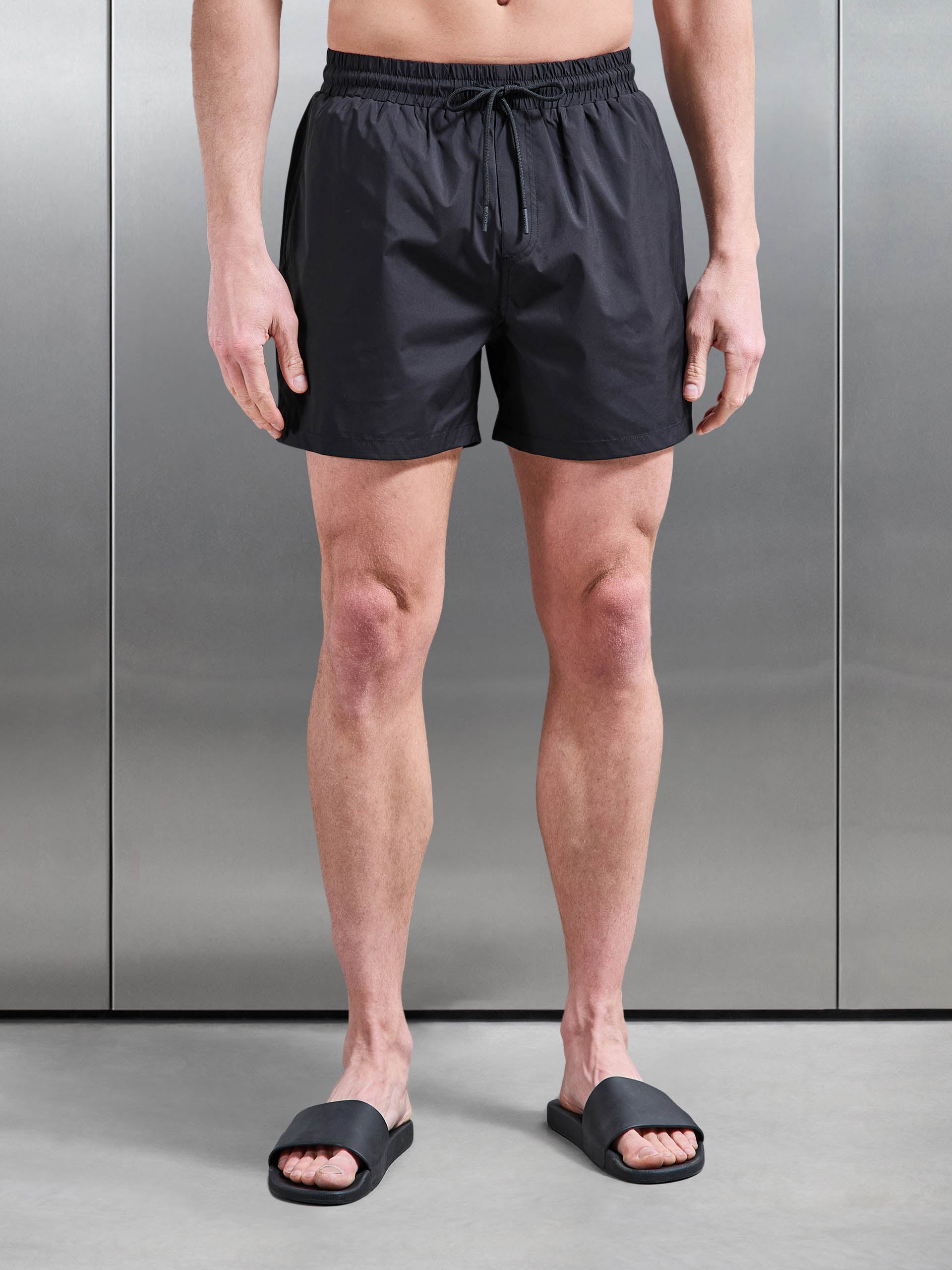 Mens Essential Drawstring Shell Swim Short in Black