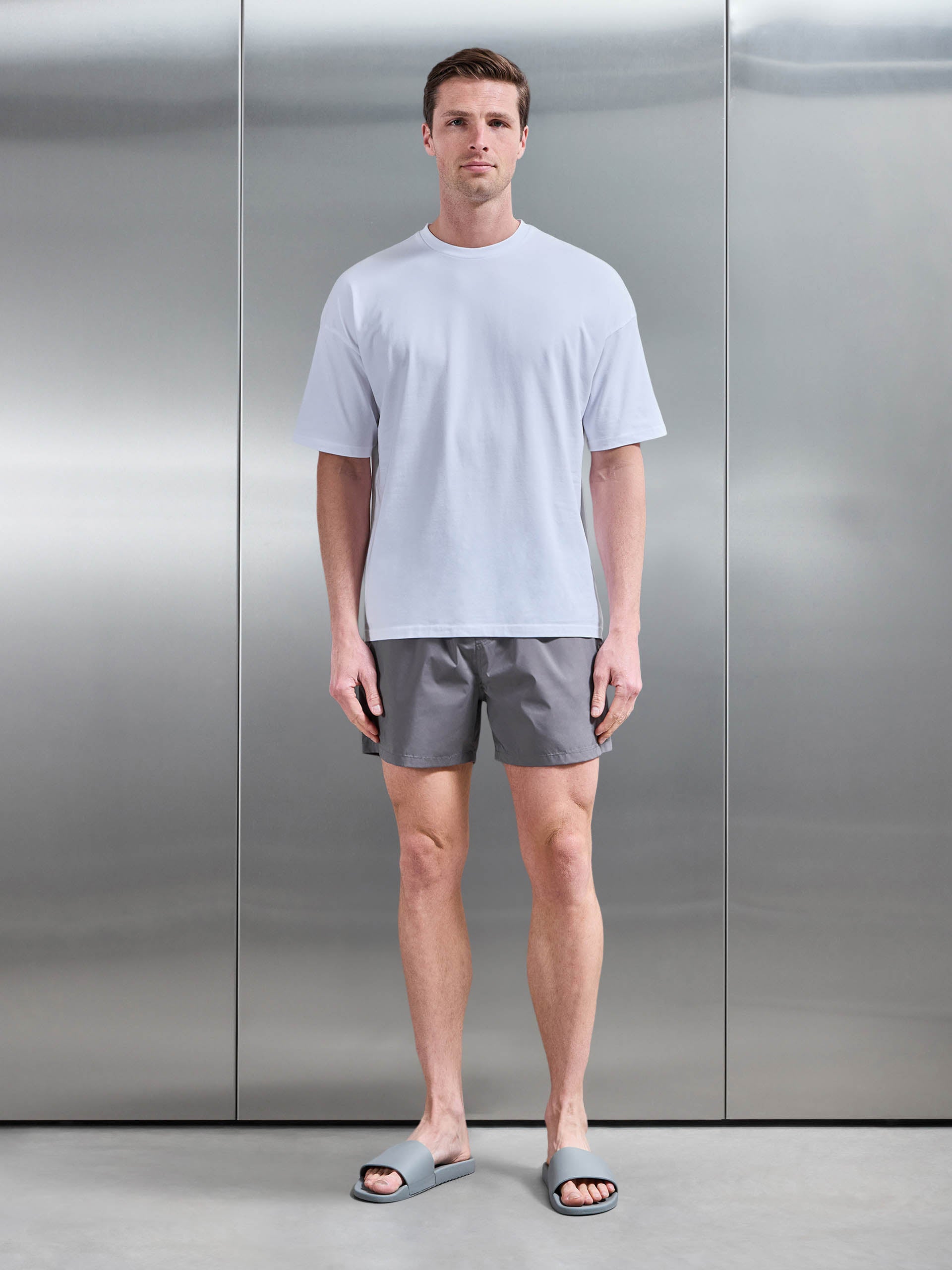 Mens Essential Drawstring Shell Swim Short in Grey
