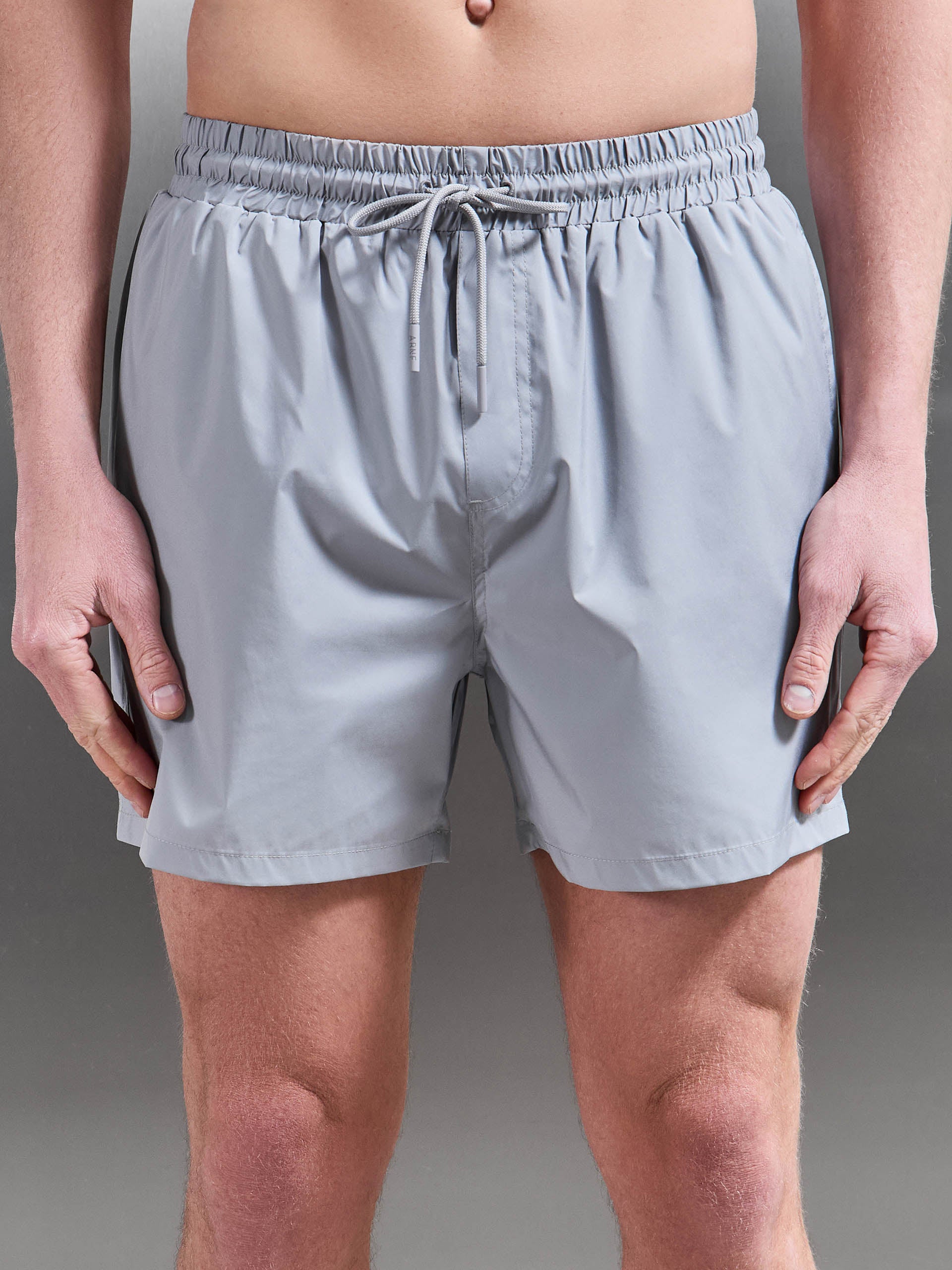 Mens Essential Drawstring Shell Swim Short in Mid Grey