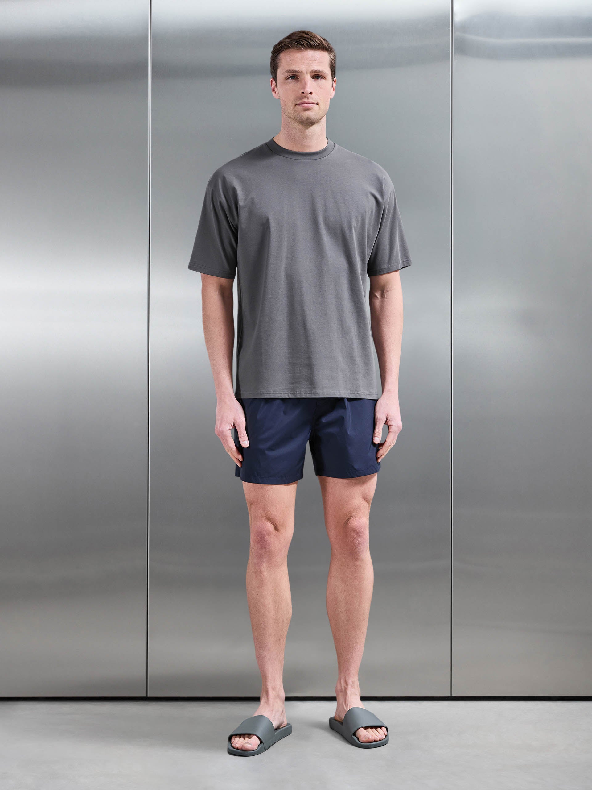 Mens Essential Drawstring Shell Swim Short in Navy
