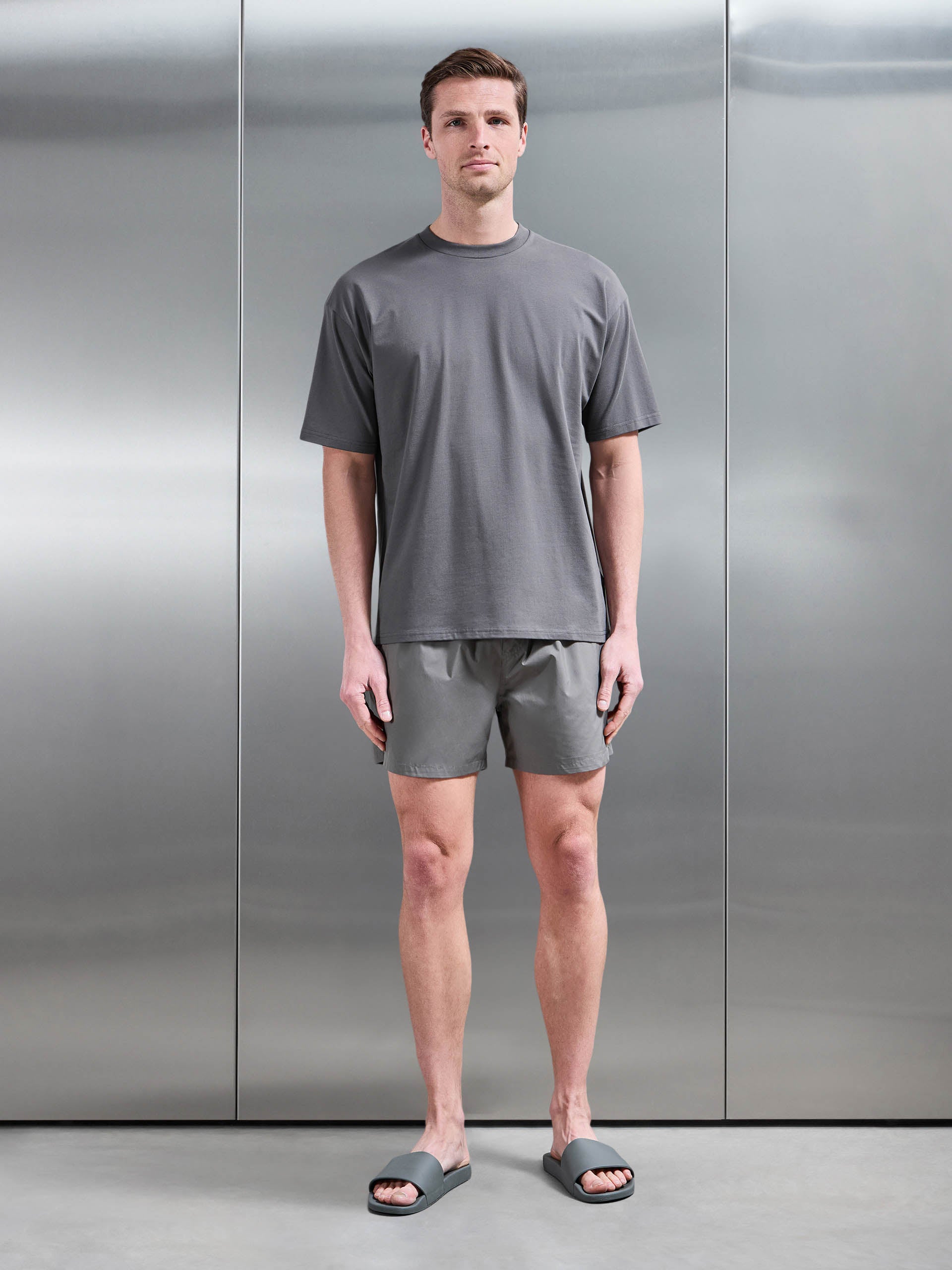 Mens Essential Drawstring Shell Swim Short in Sage