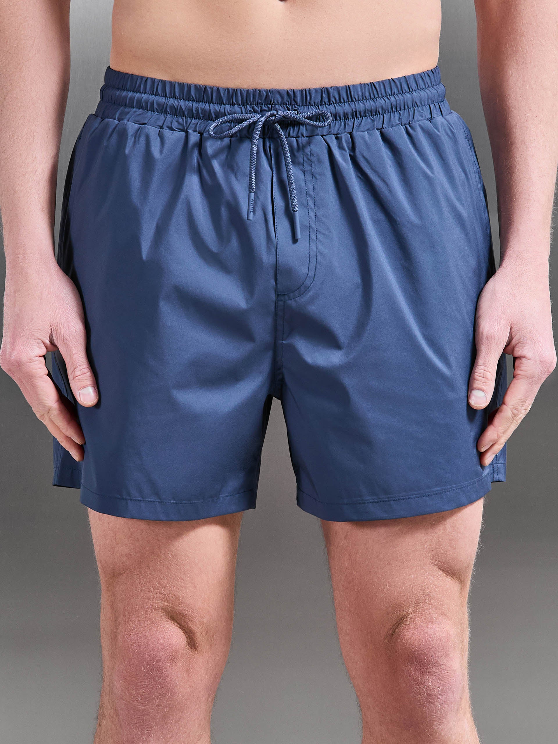 Mens Essential Drawstring Shell Swim Short in Steel Blue