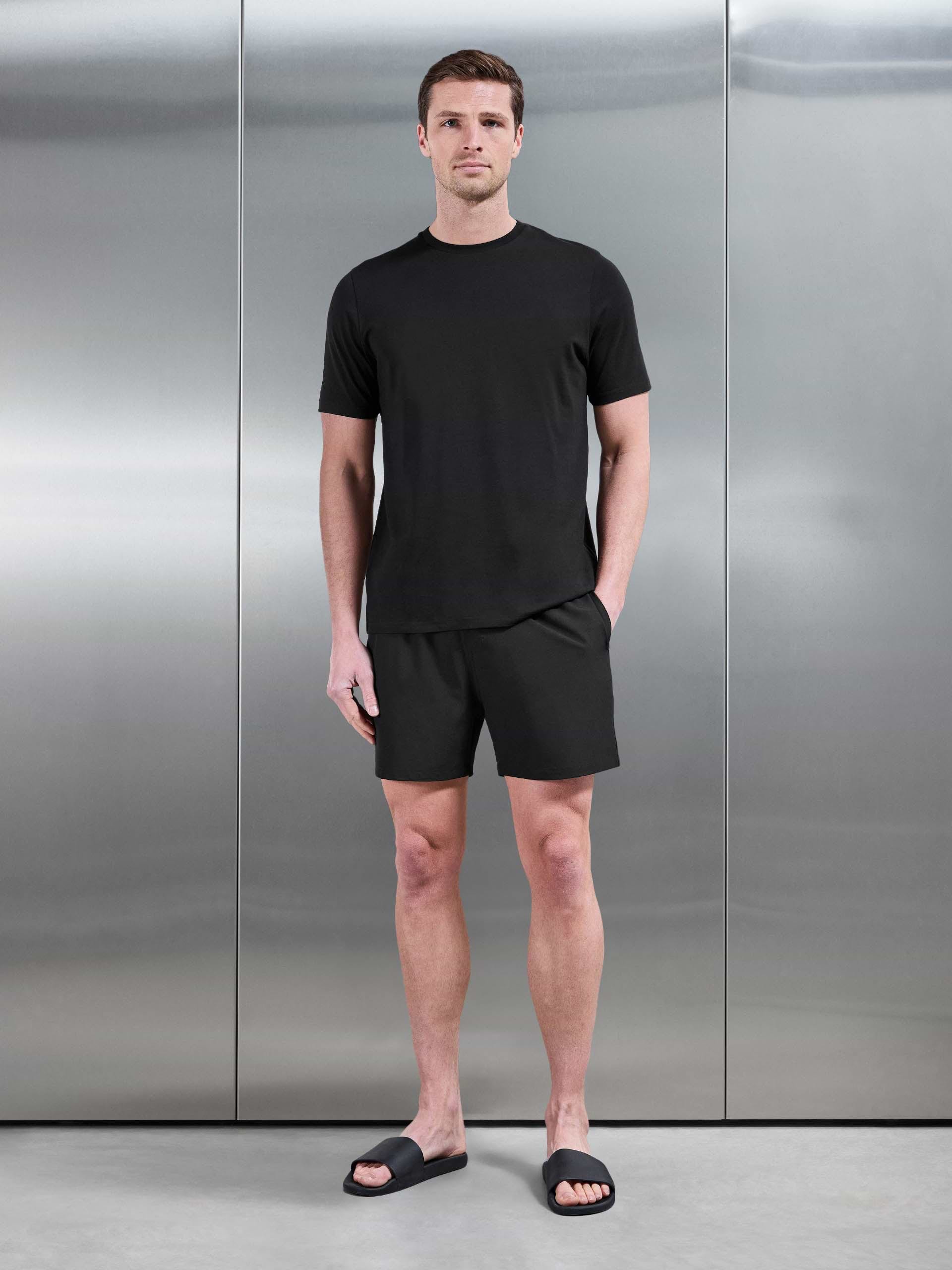 Mens Essential Drawstring Swim Short in Black