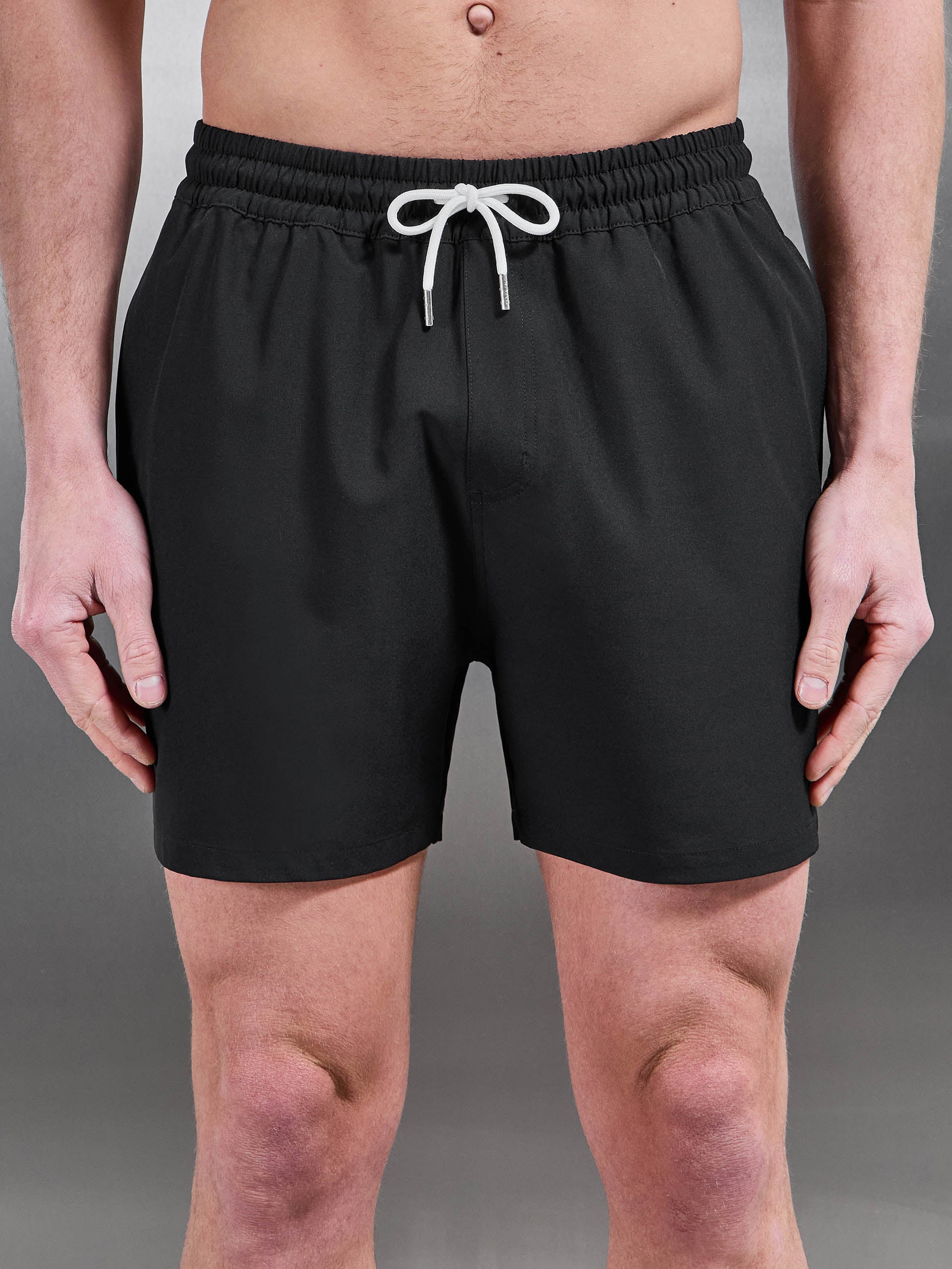 Mens Essential Drawstring Swim Short in Black