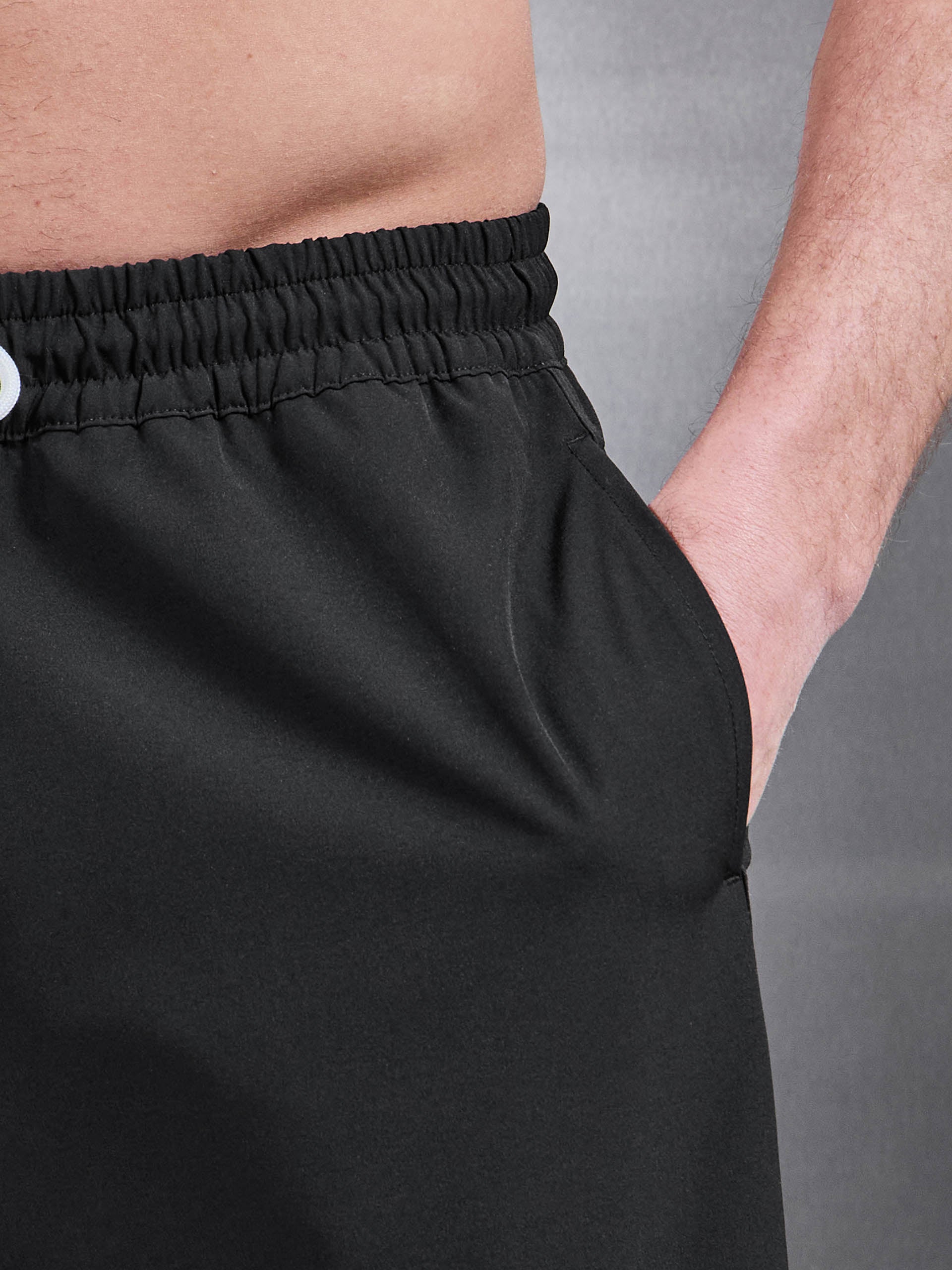 Mens Essential Drawstring Swim Short in Black