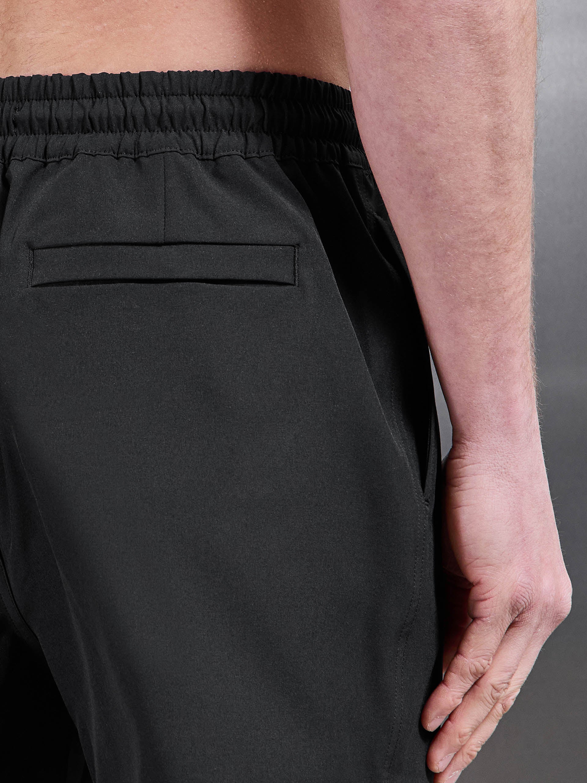 Mens Essential Drawstring Swim Short in Black