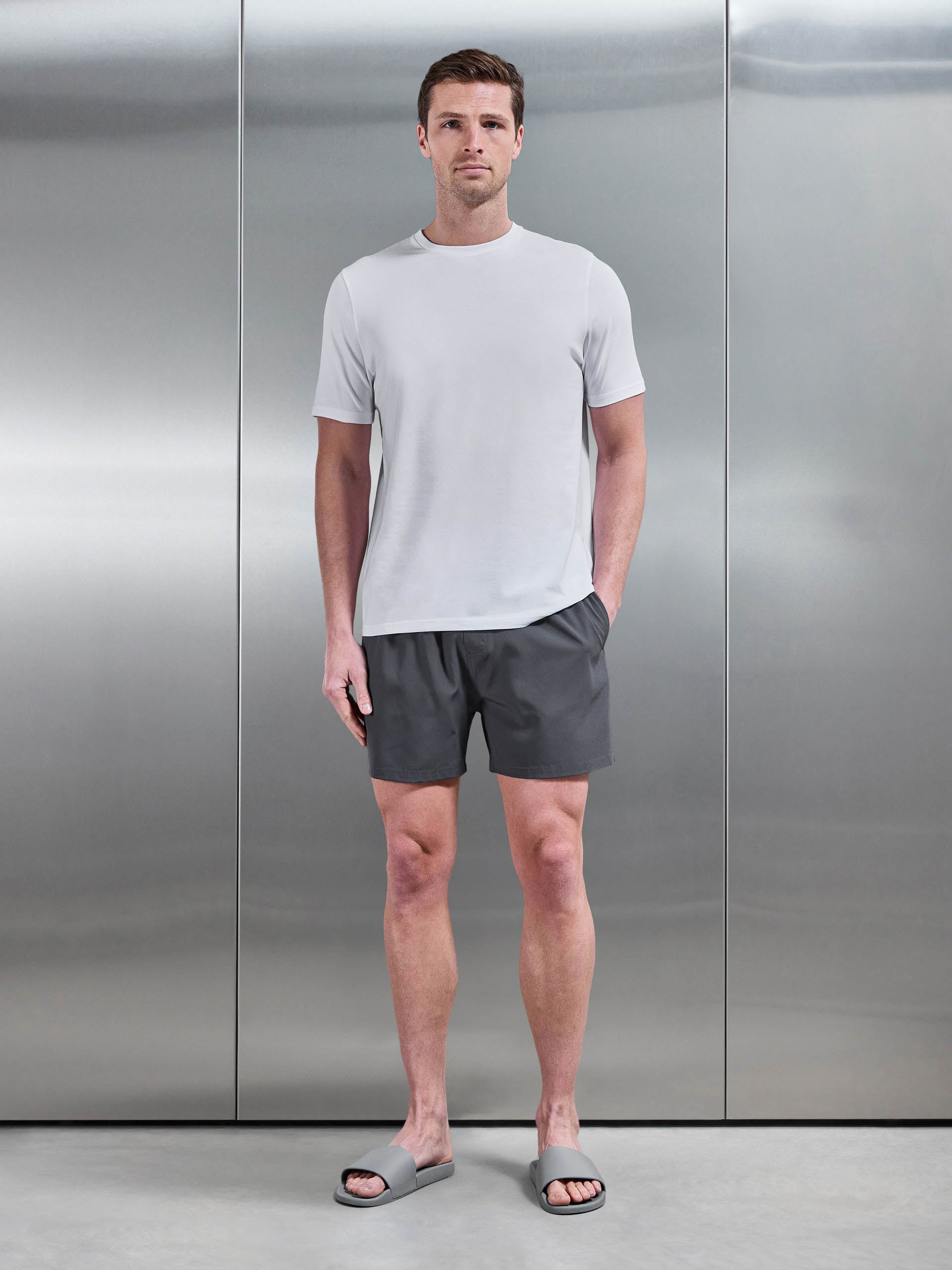 Mens Essential Drawstring Swim Short in Grey