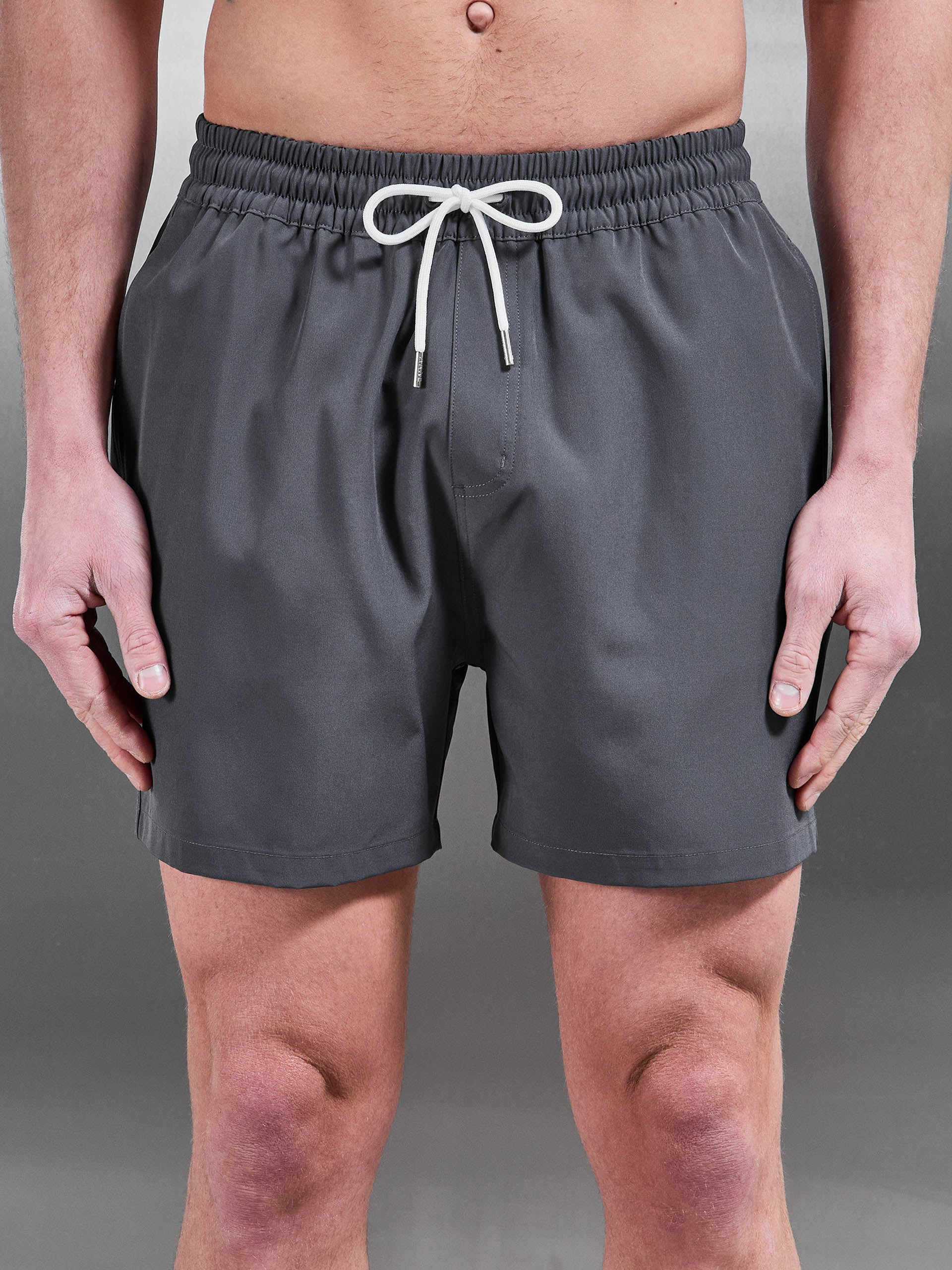 Mens Essential Drawstring Swim Short in Grey