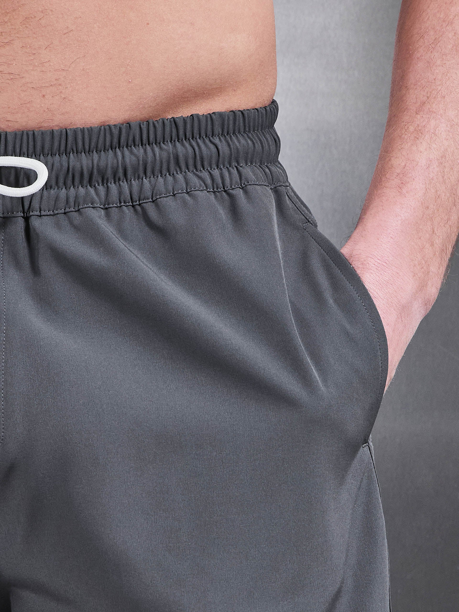 Mens Essential Drawstring Swim Short in Grey