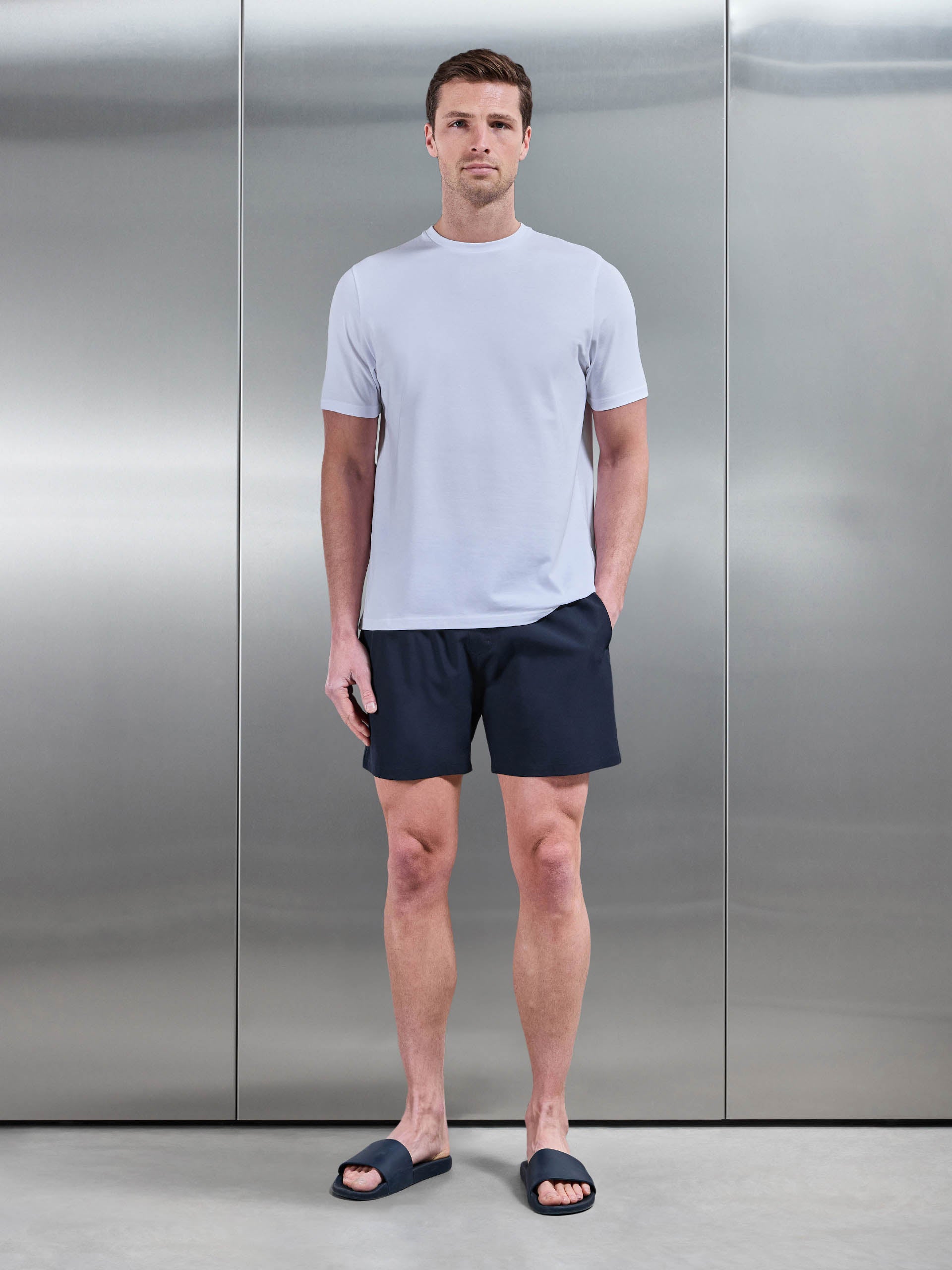 Mens Essential Drawstring Swim Short in Navy