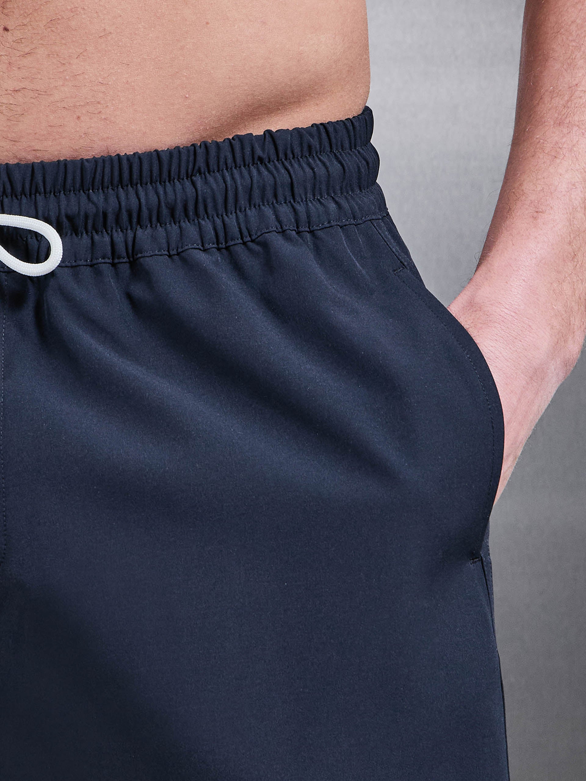 Mens Essential Drawstring Swim Short in Navy