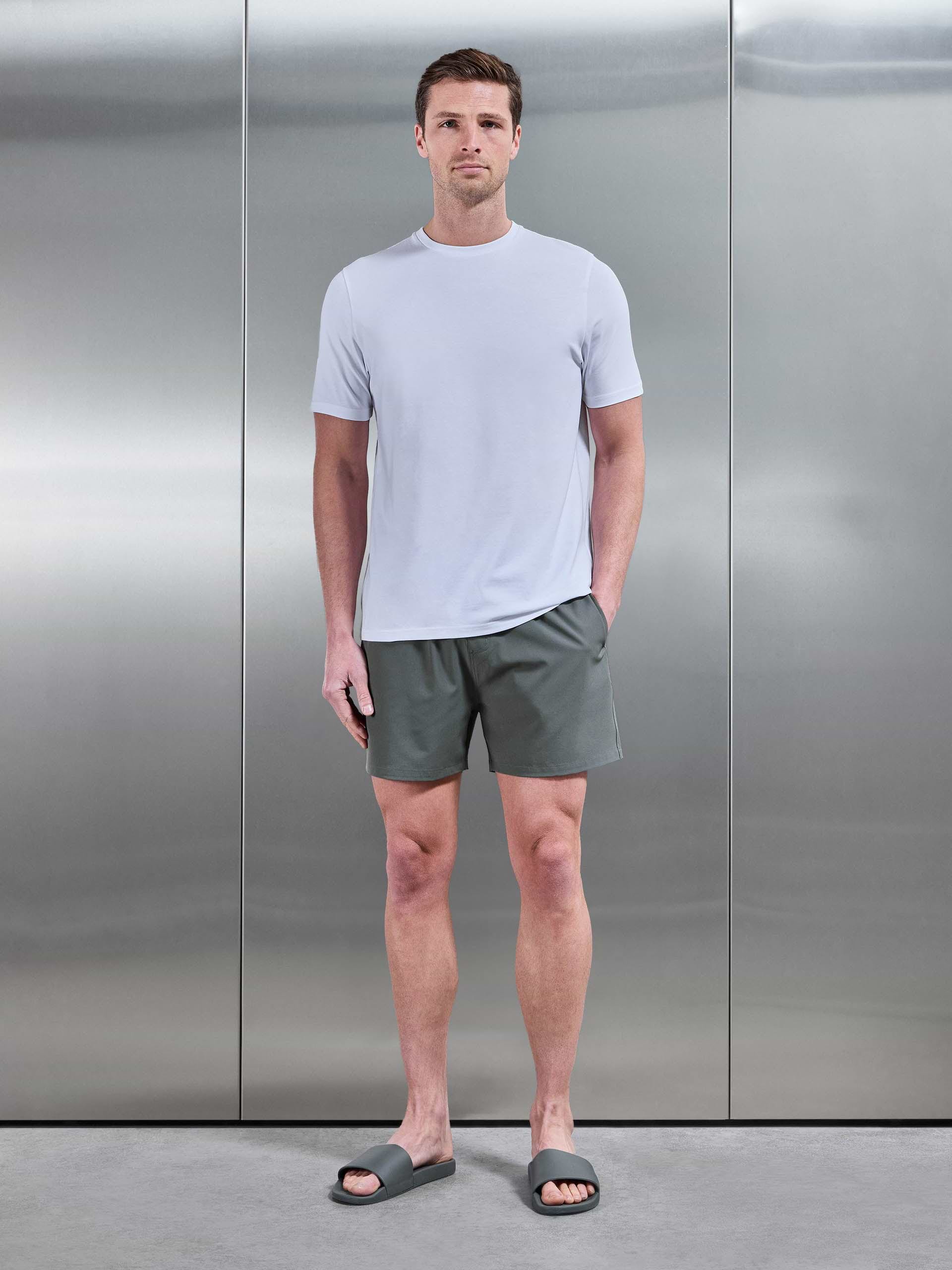 Mens Essential Drawstring Swim Short in Olive