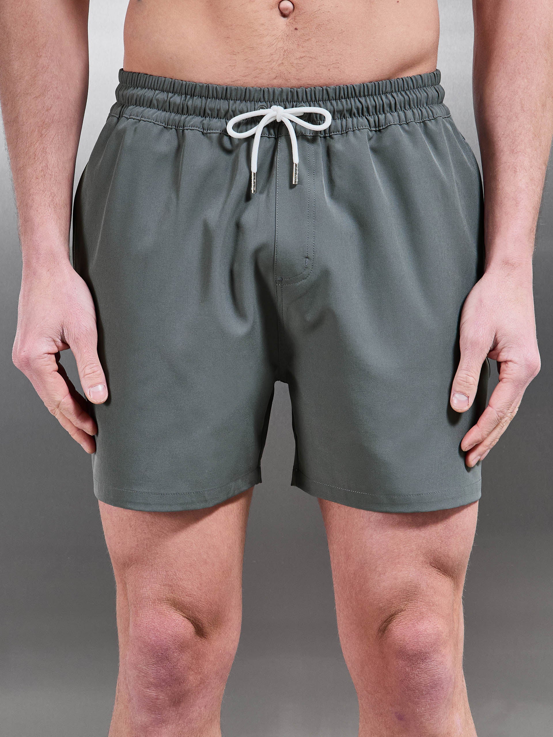 Mens Essential Drawstring Swim Short in Olive