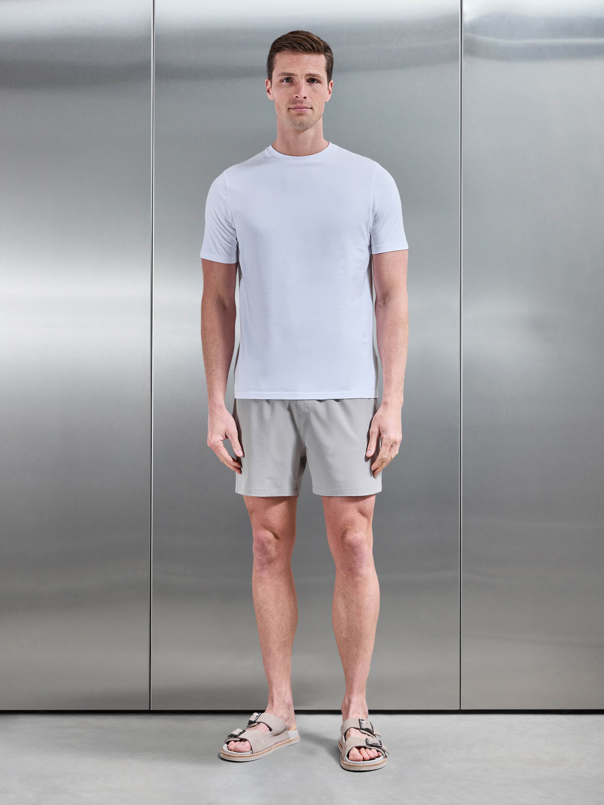 Mens Essential Drawstring Swim Short in Stone
