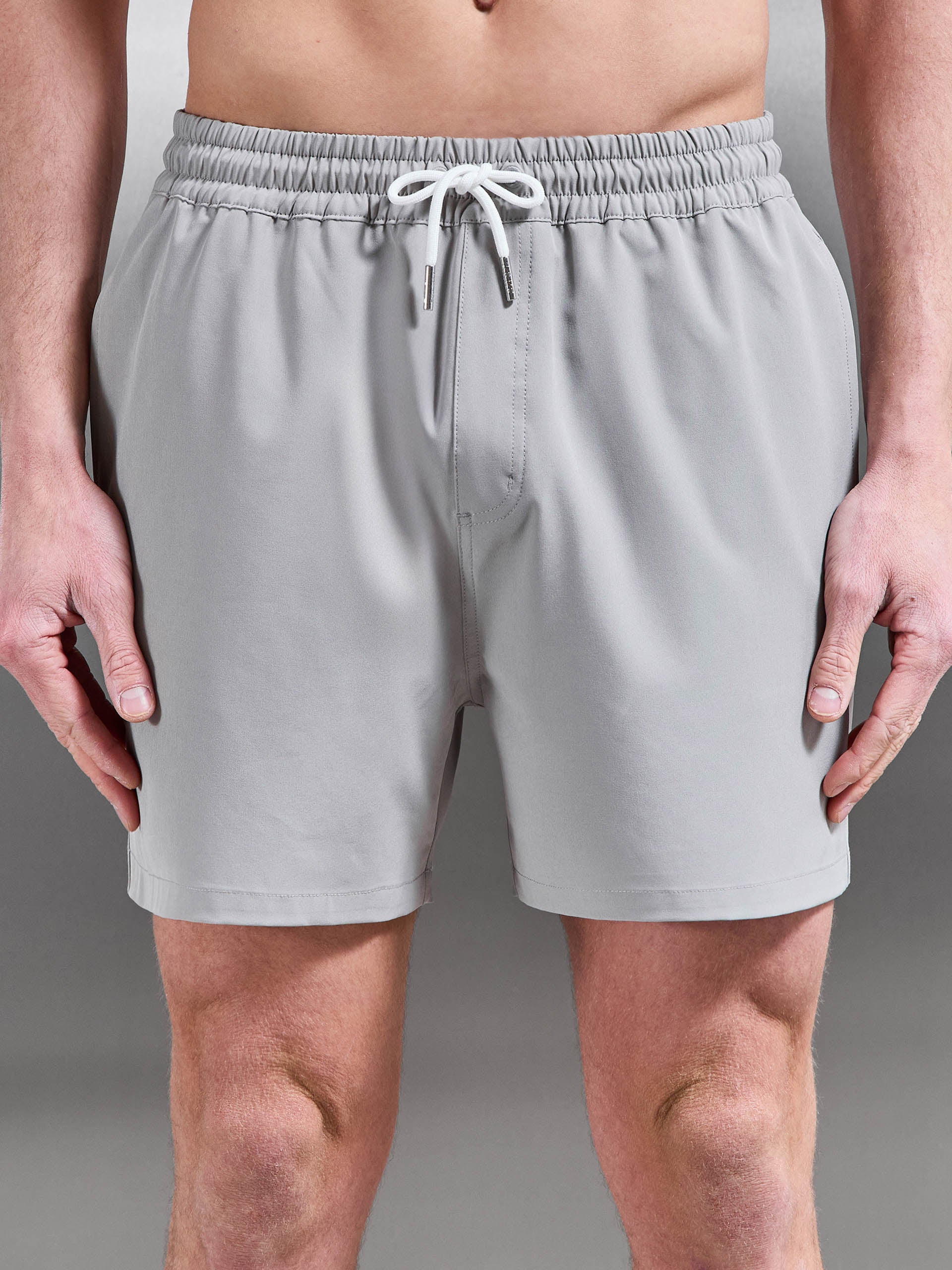 Mens Essential Drawstring Swim Short in Stone