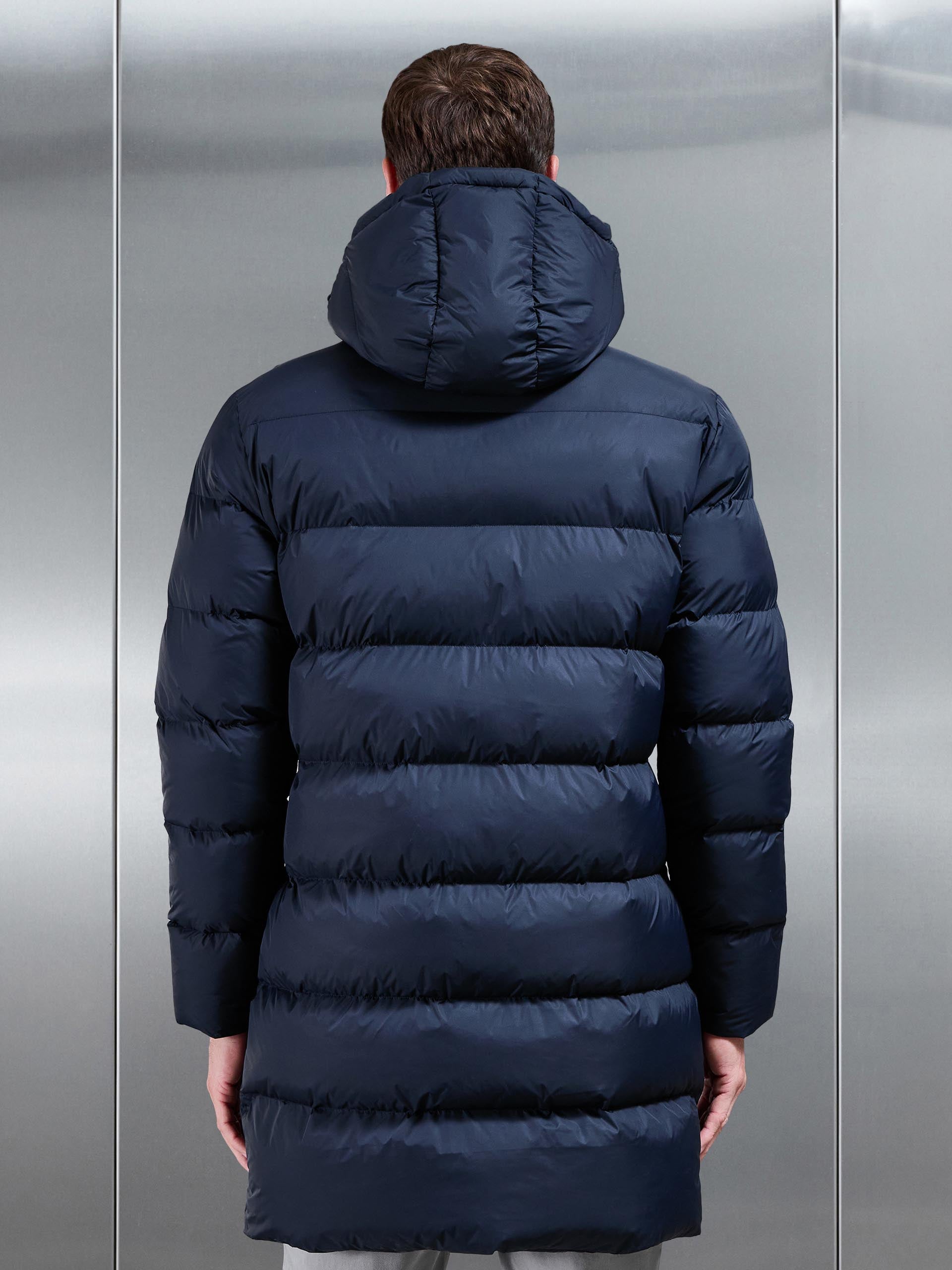 Mens Essential Mid Length Puffer Jacket in Navy