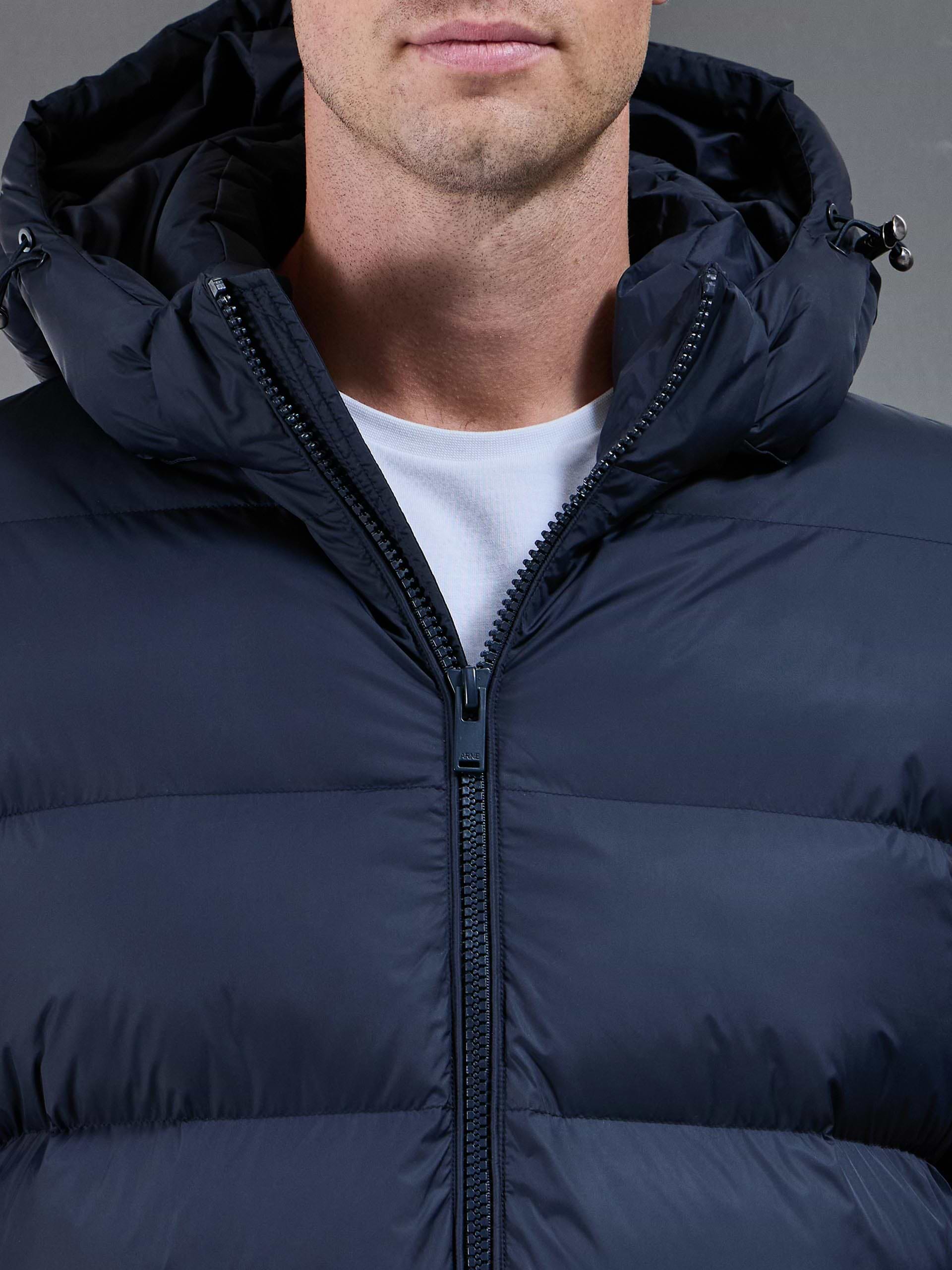 Essential Mid Length Puffer Jacket in Navy