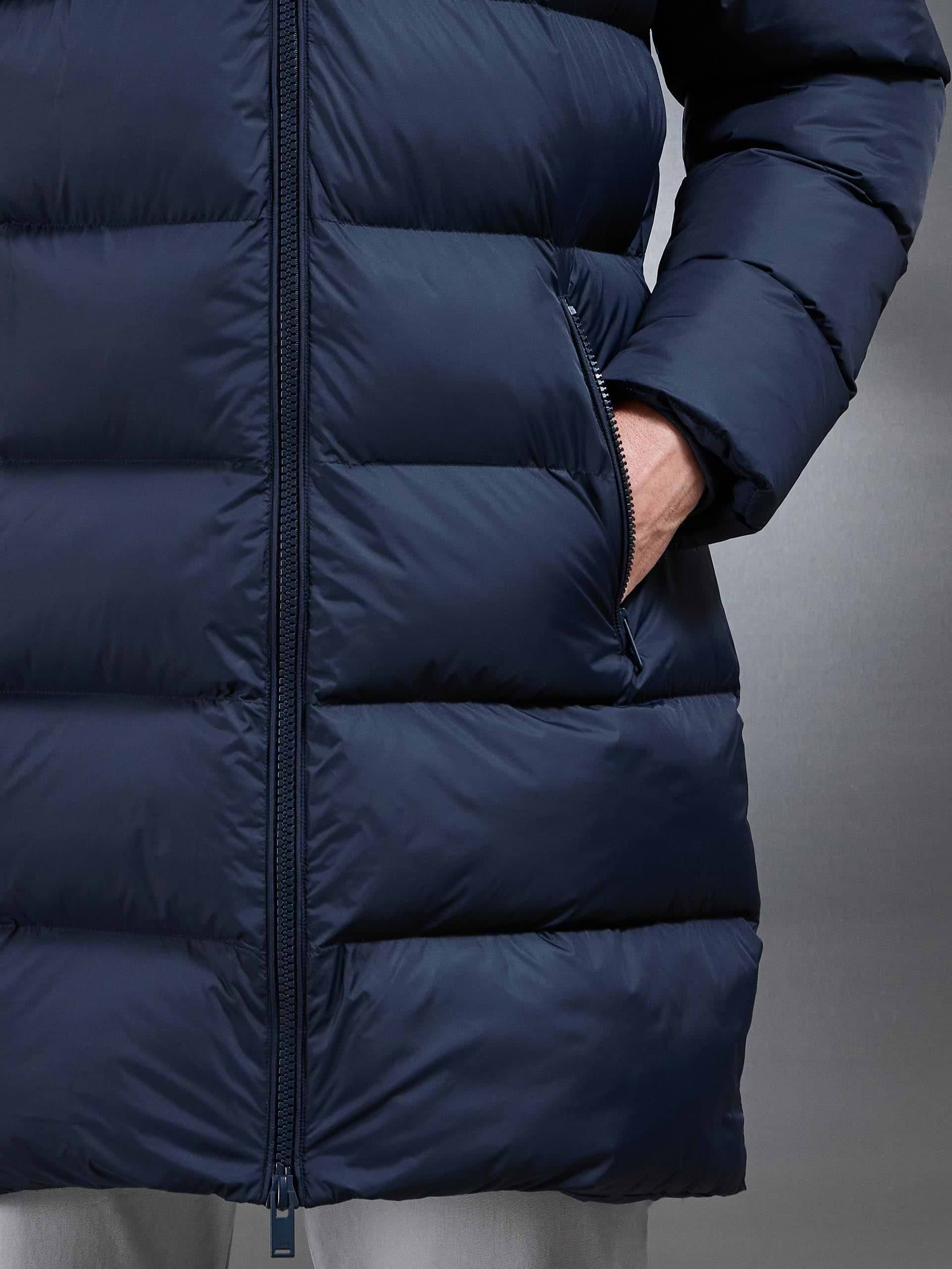 Essential Mid Length Puffer Jacket in Navy