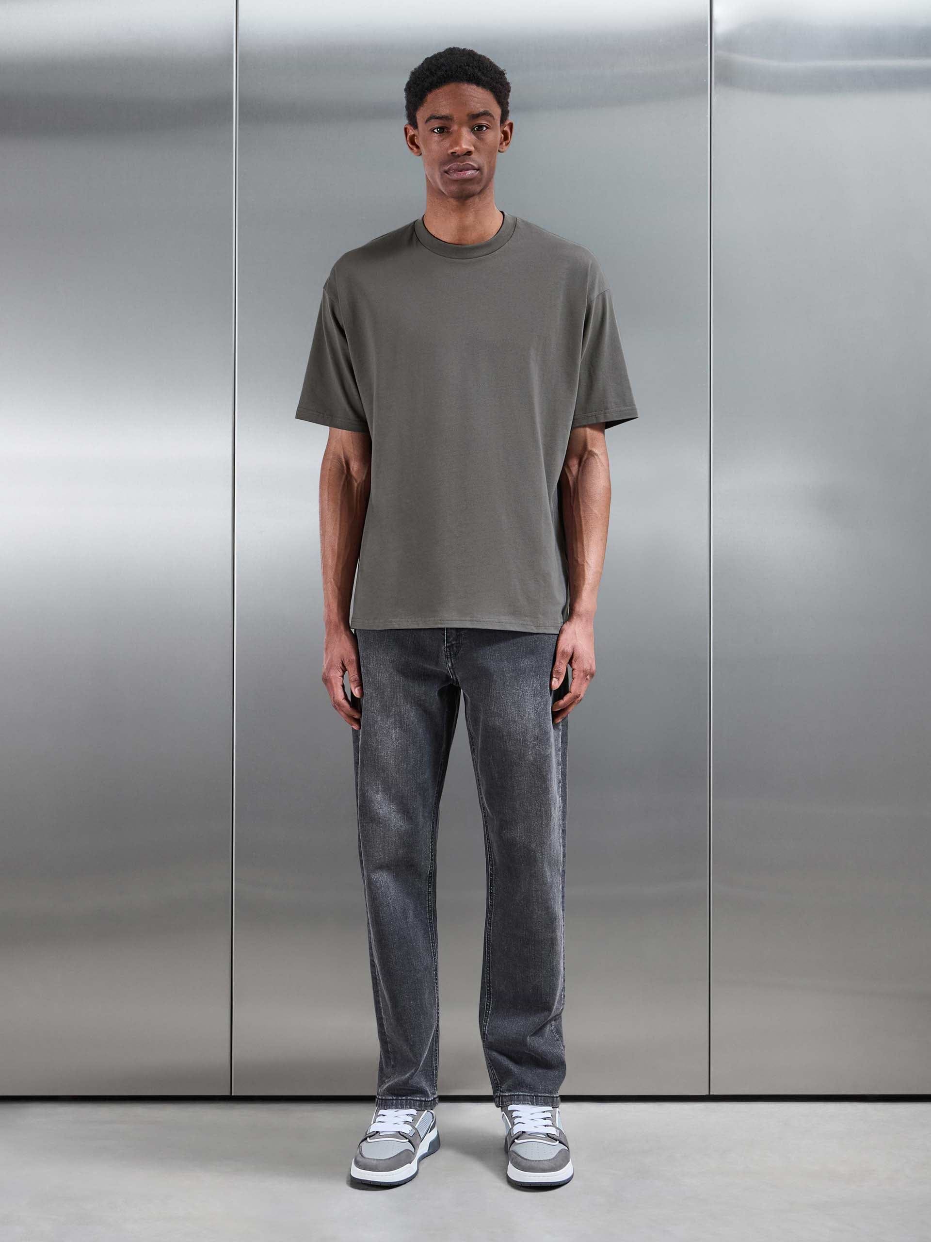 Mens Essential Relaxed Fit Cotton T-Shirt in Grey