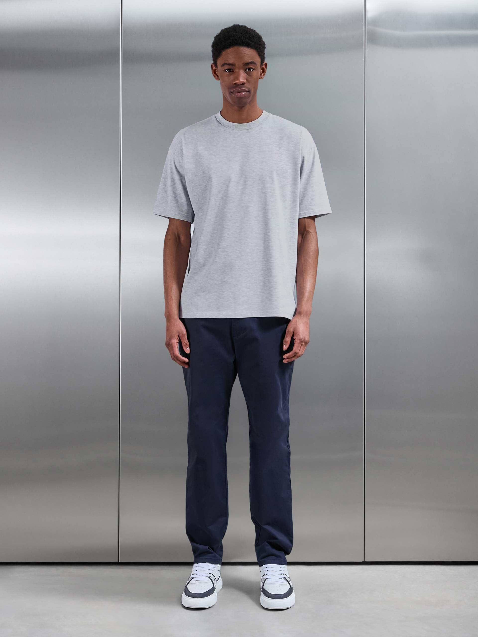 Mens Essential Relaxed Fit Cotton T-Shirt in Marl Grey