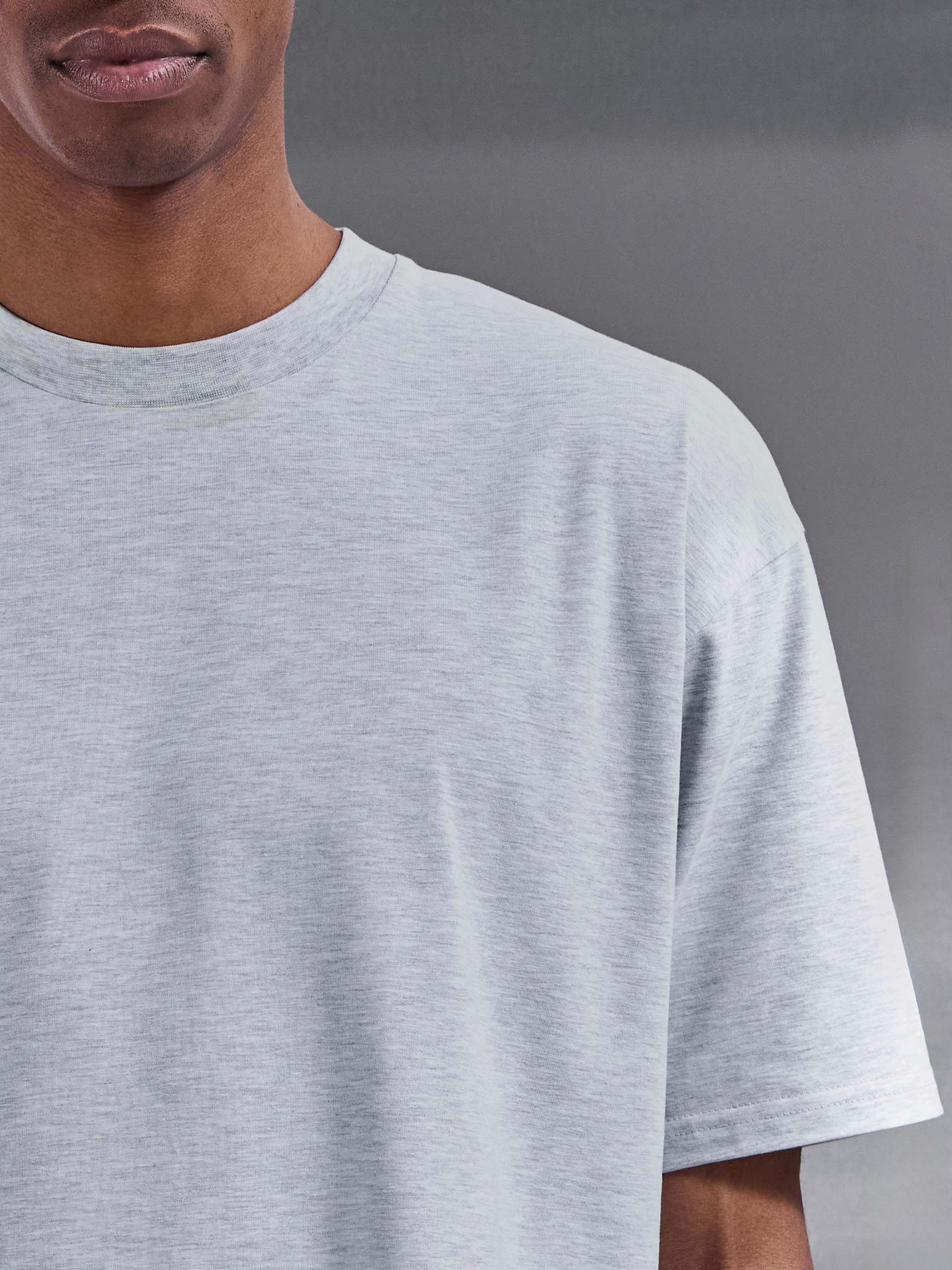 Mens Essential Relaxed Fit Cotton T-Shirt in Marl Grey