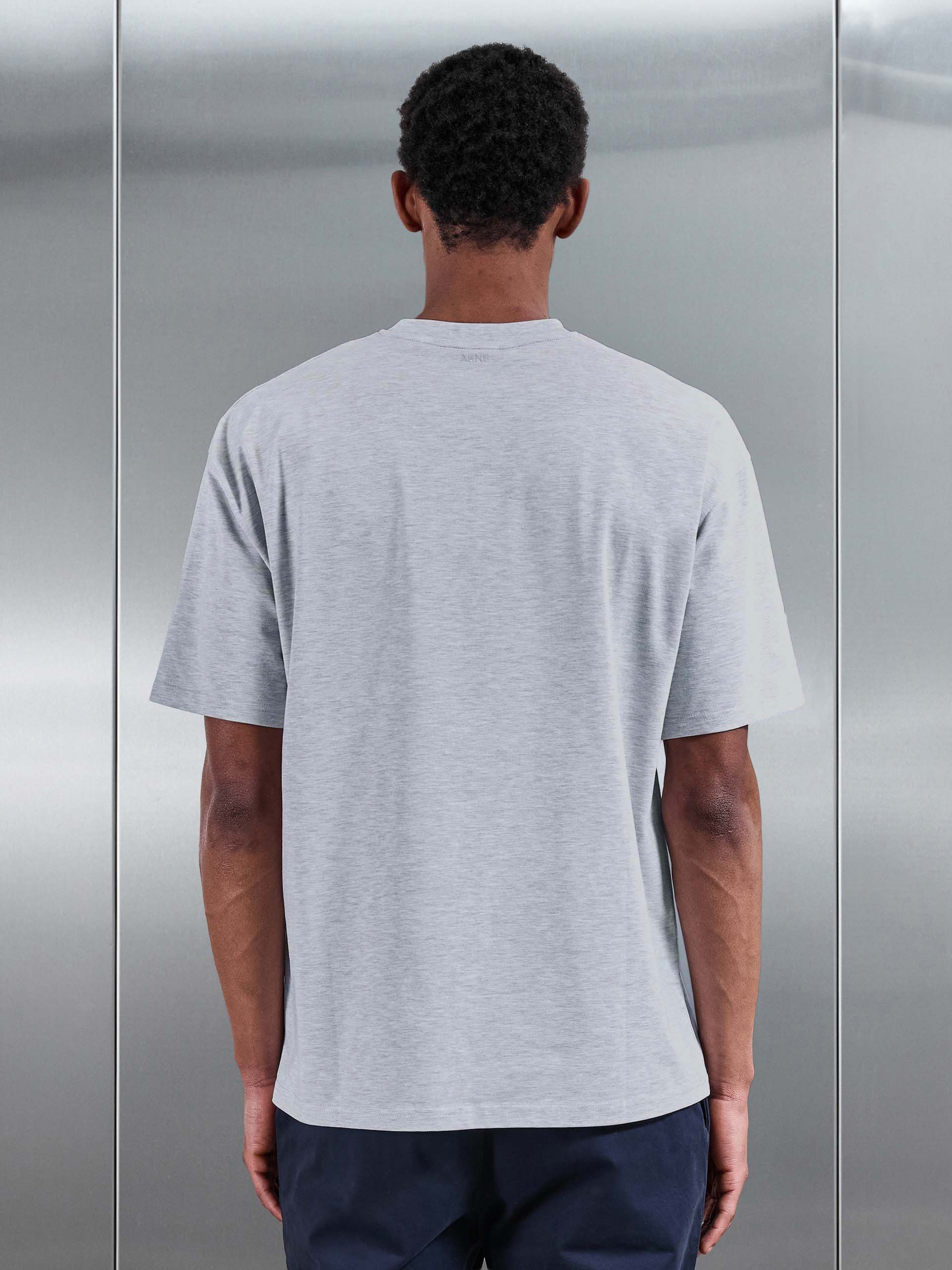 Mens Essential Relaxed Fit Cotton T-Shirt in Marl Grey