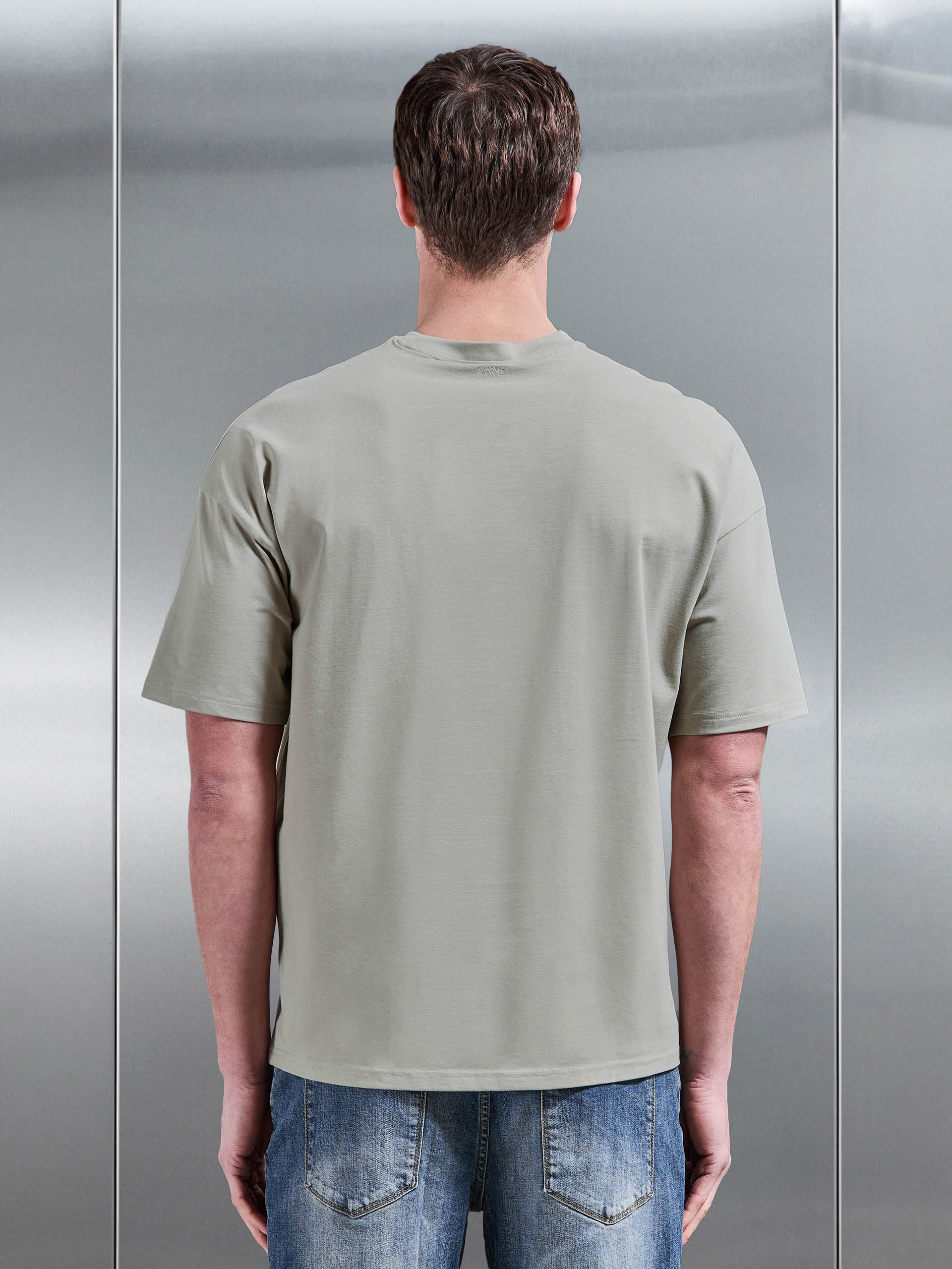 Mens Essential Relaxed Fit Cotton T-Shirt in Stone