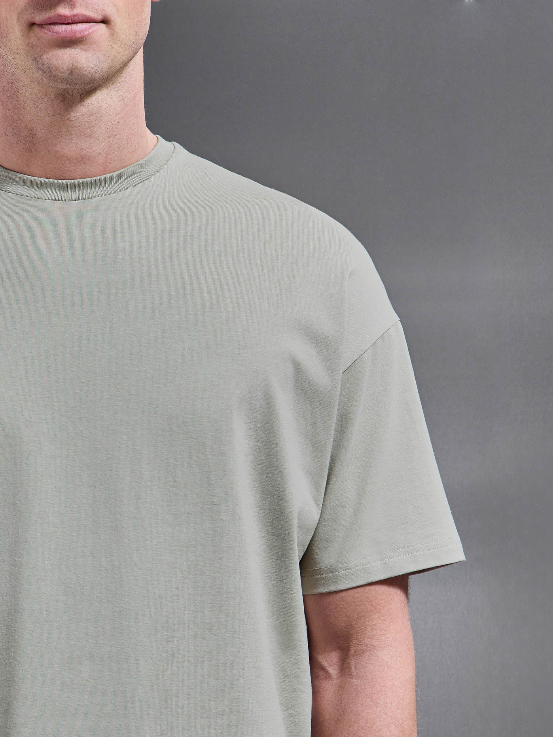 Mens Essential Relaxed Fit Cotton T-Shirt in Stone