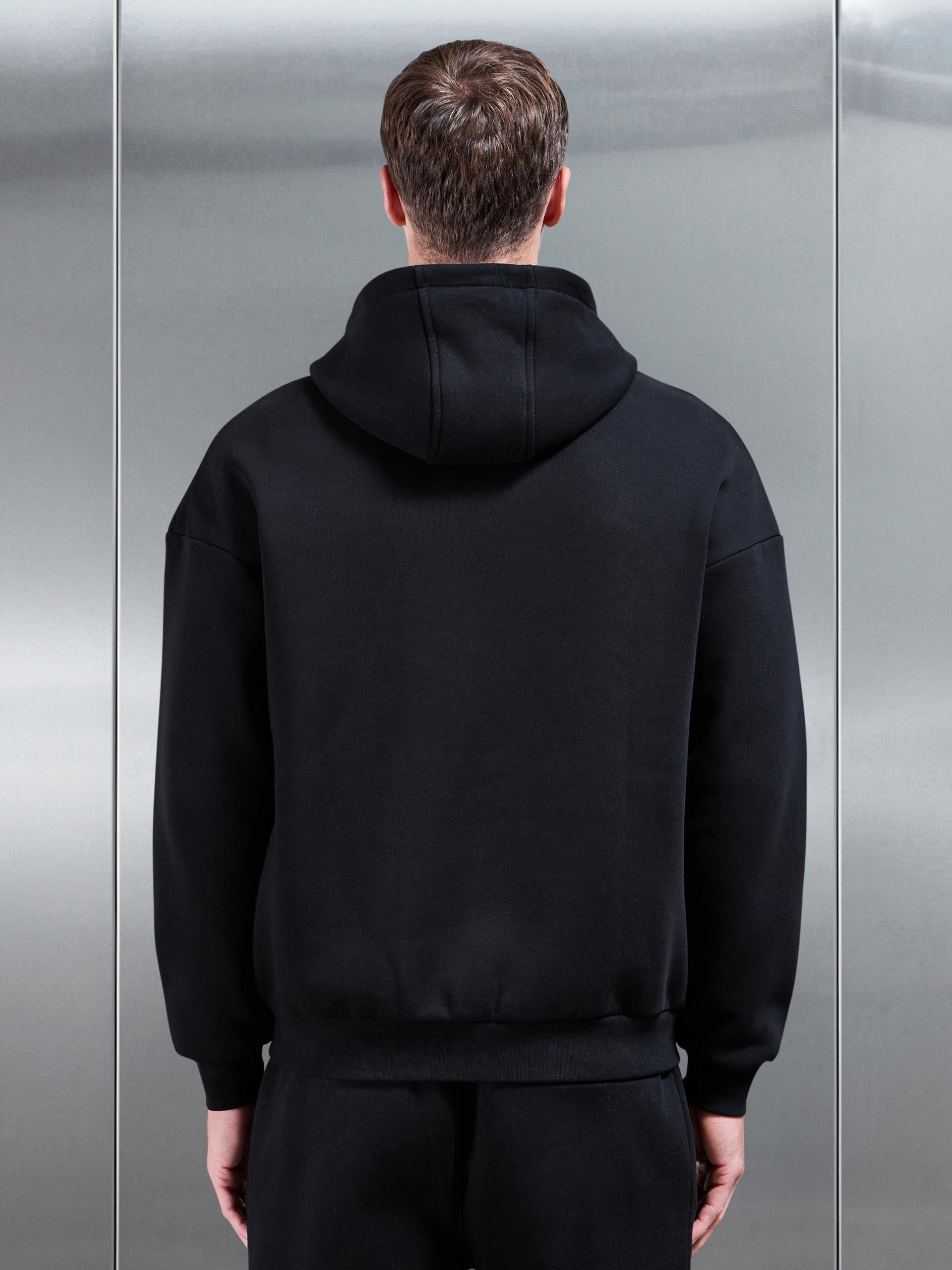 Mens Essential Relaxed Fit Zip Through Hoodie in Black