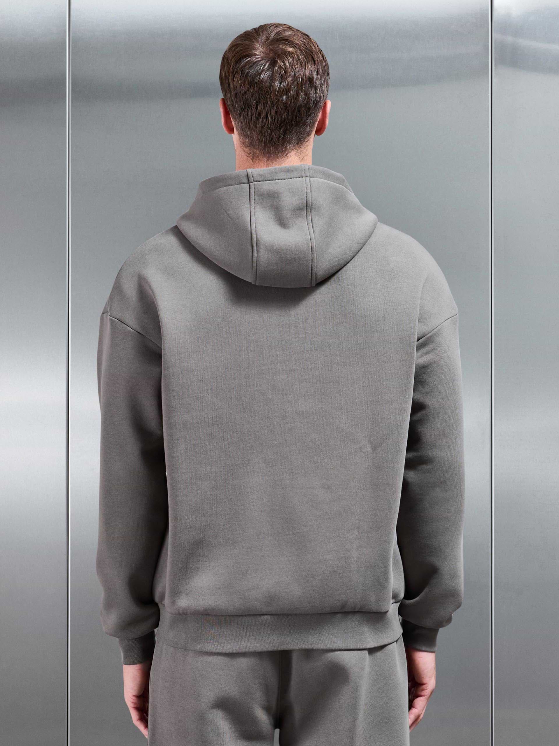 Essential Relaxed Fit Zip Through Hoodie in Grey