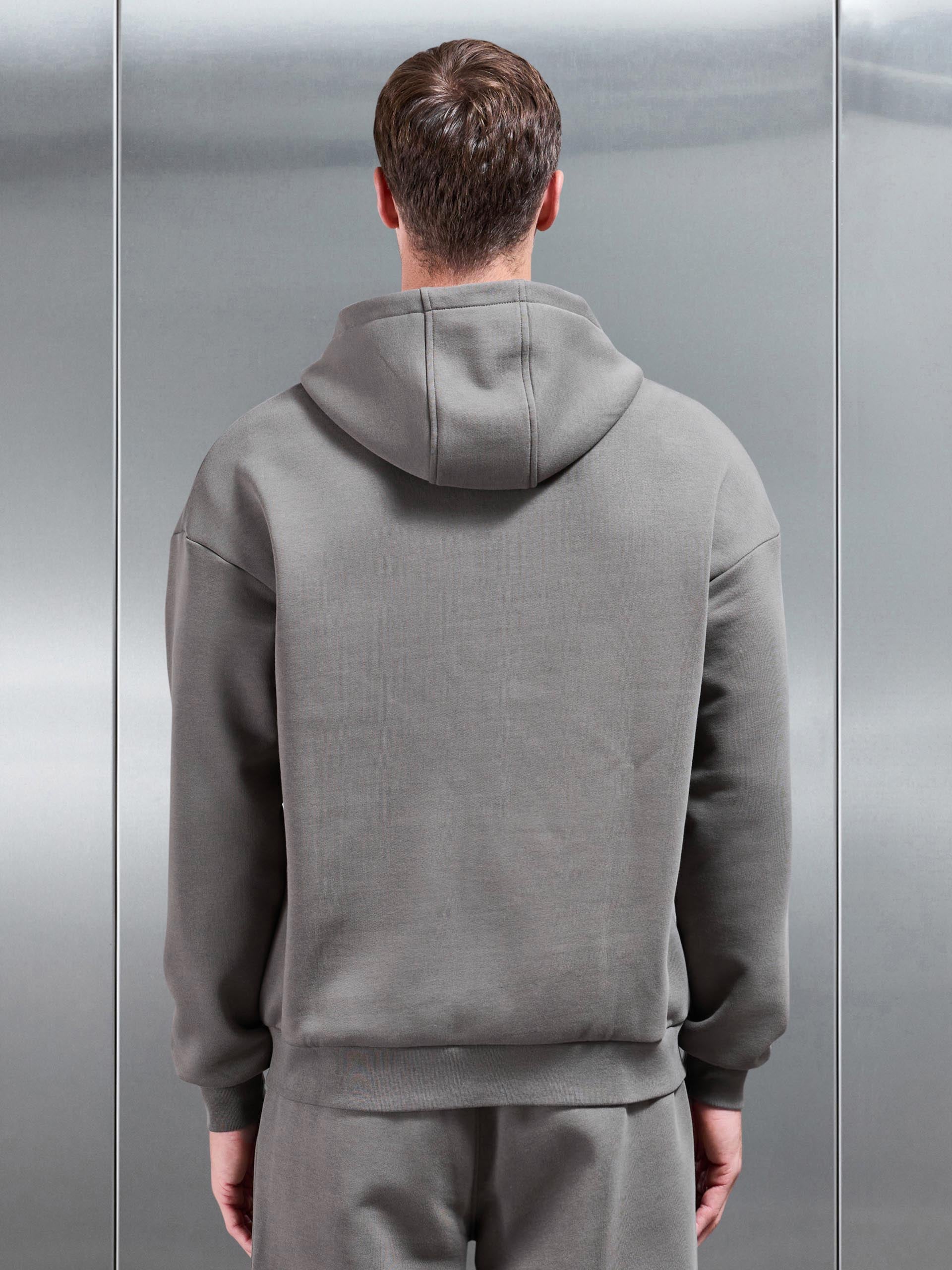 Mens Essential Relaxed Fit Zip Through Hoodie in Grey