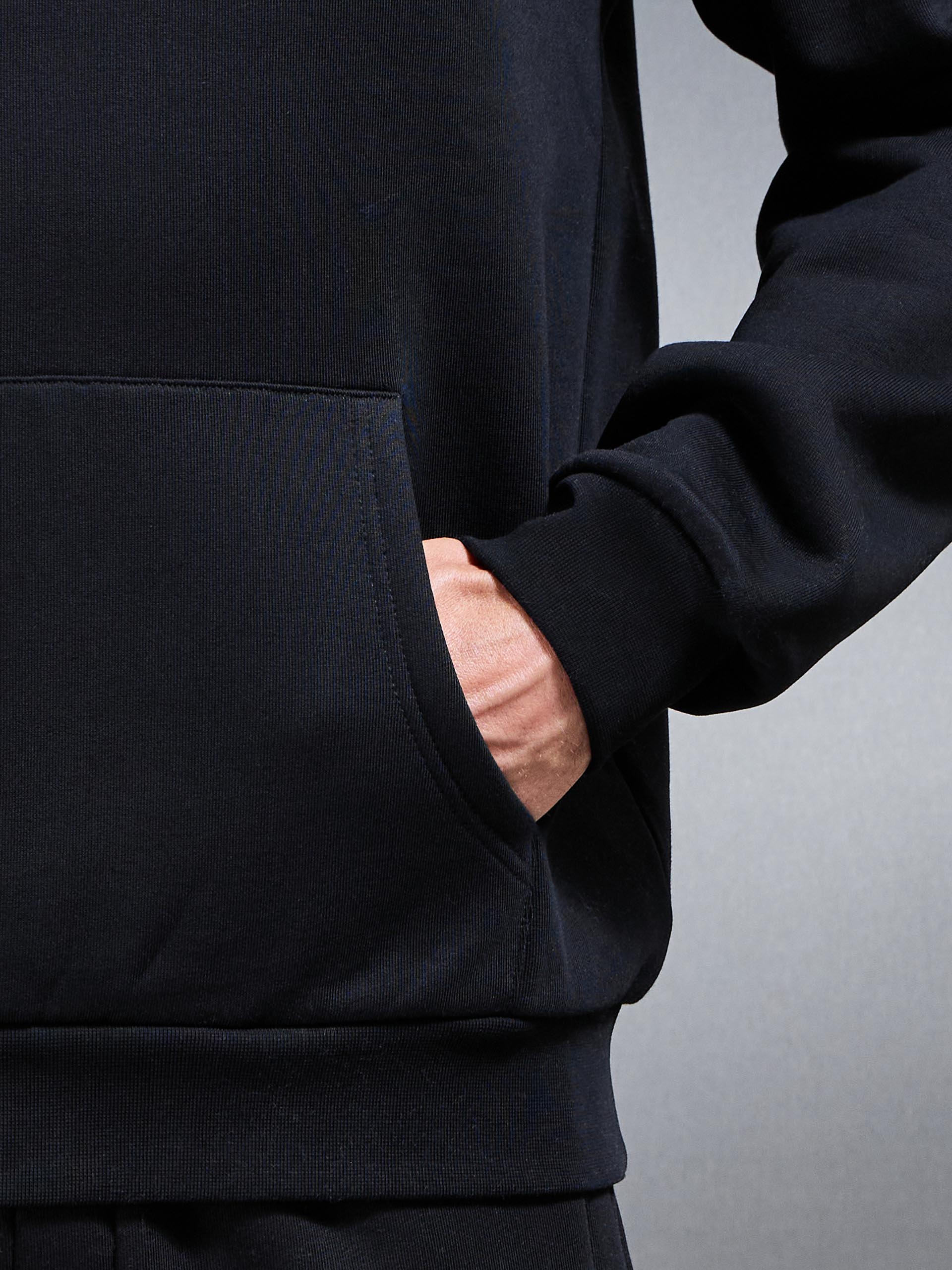 Mens Essential Relaxed Hoodie in Black