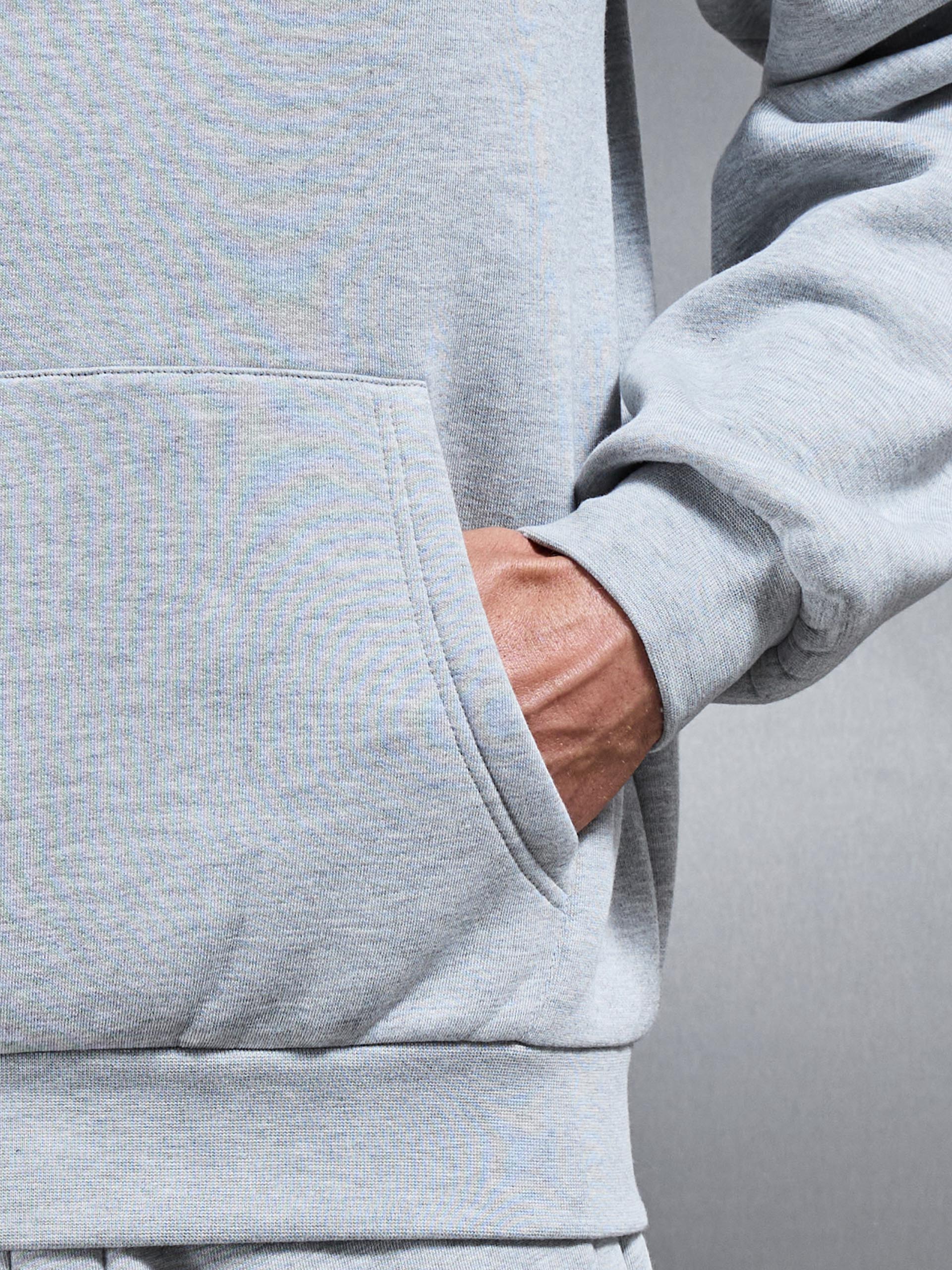 Mens Essential Relaxed Hoodie in Marl Grey