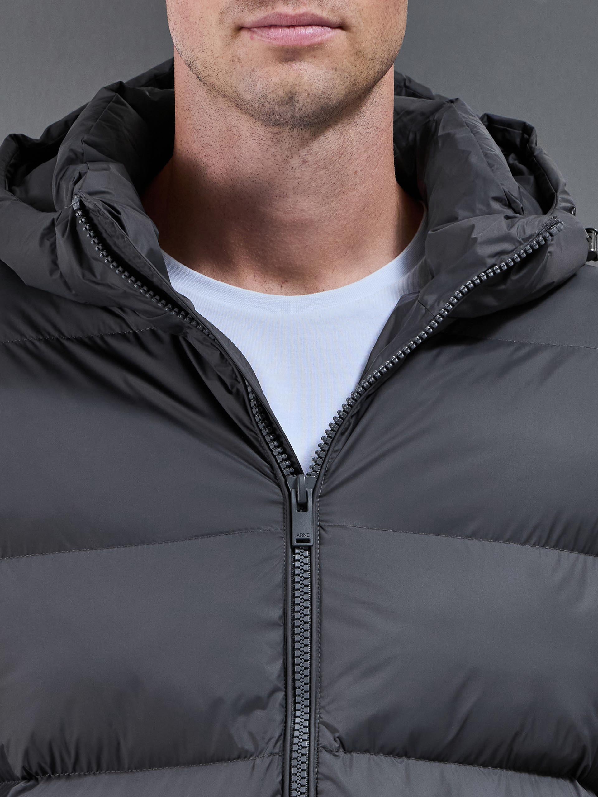 Mens Essential Short Puffer Jacket in Grey