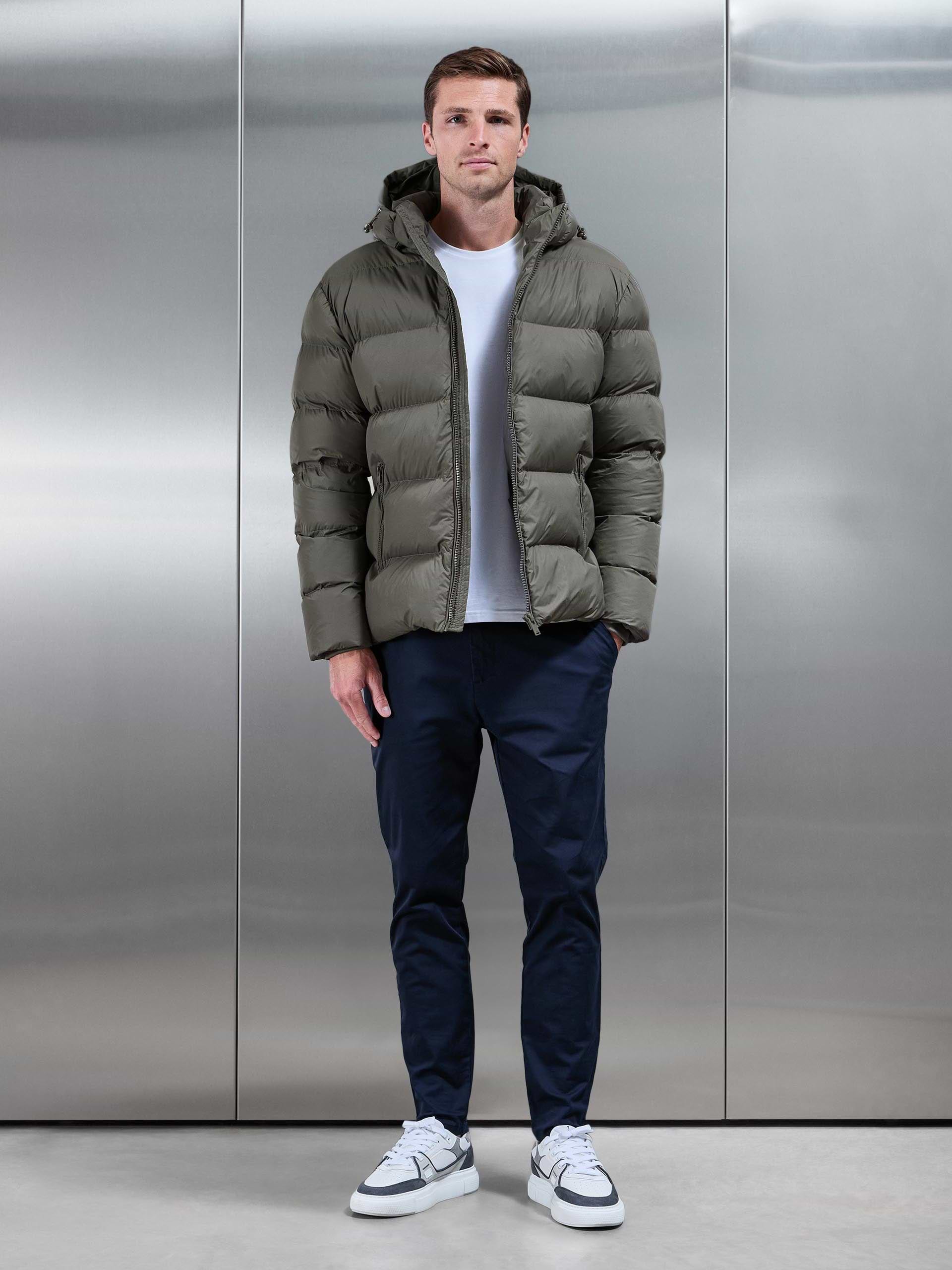 Essential Short Puffer Jacket in Olive