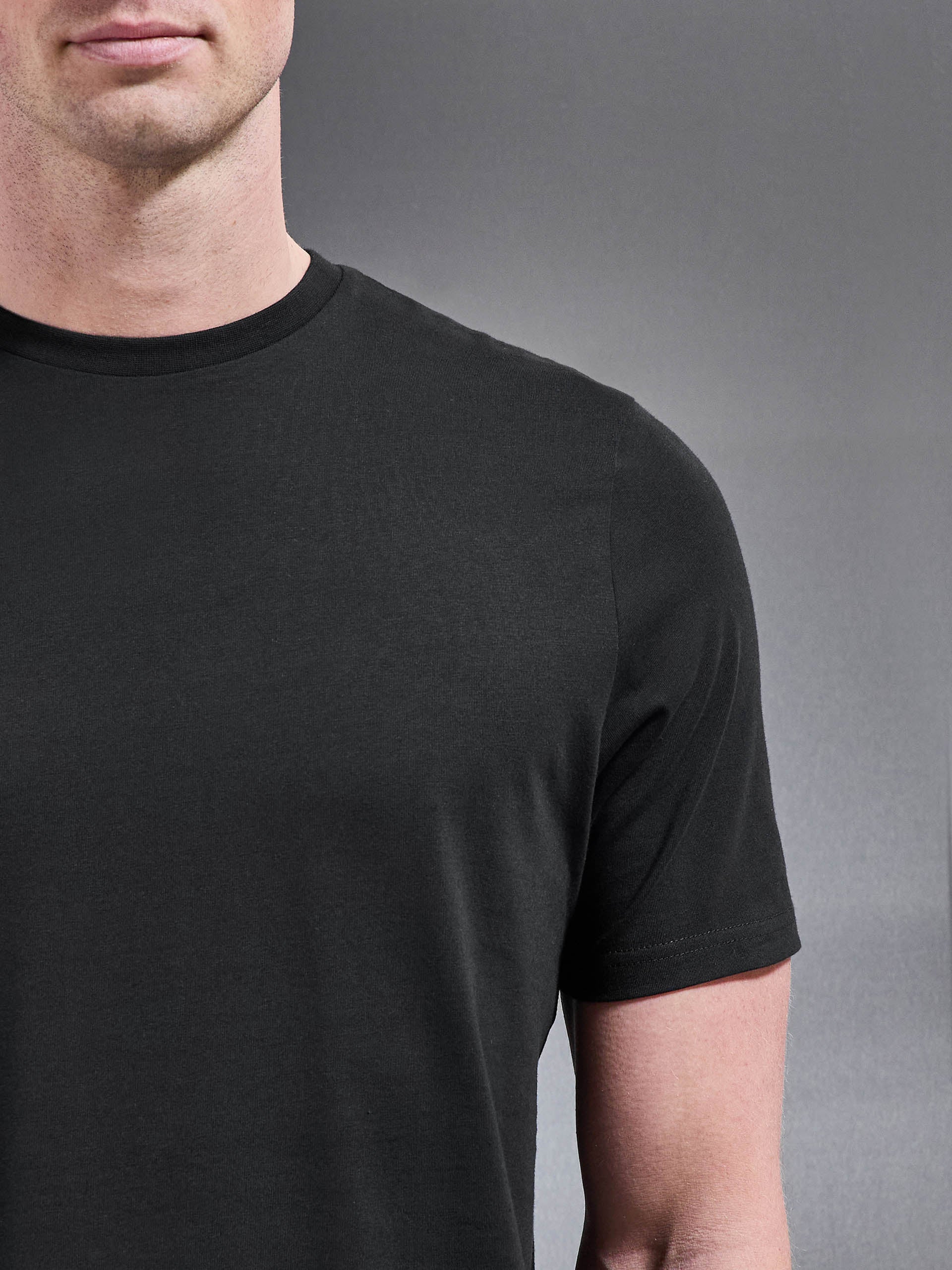 Mens Essential Slim Fit Cotton Stretch T-Shirt in Black