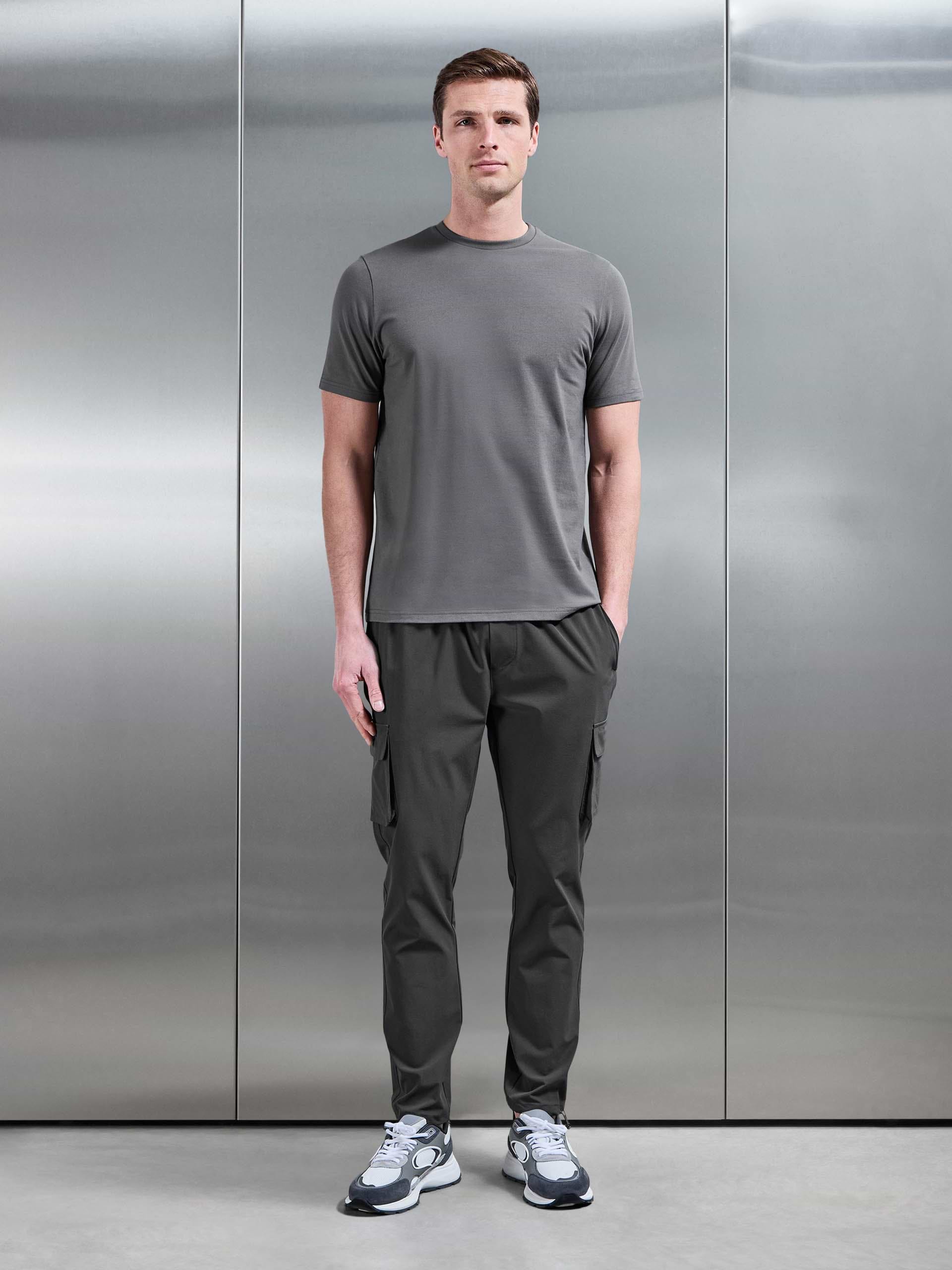 Mens Essential Slim Fit Cotton Stretch T-Shirt in Grey