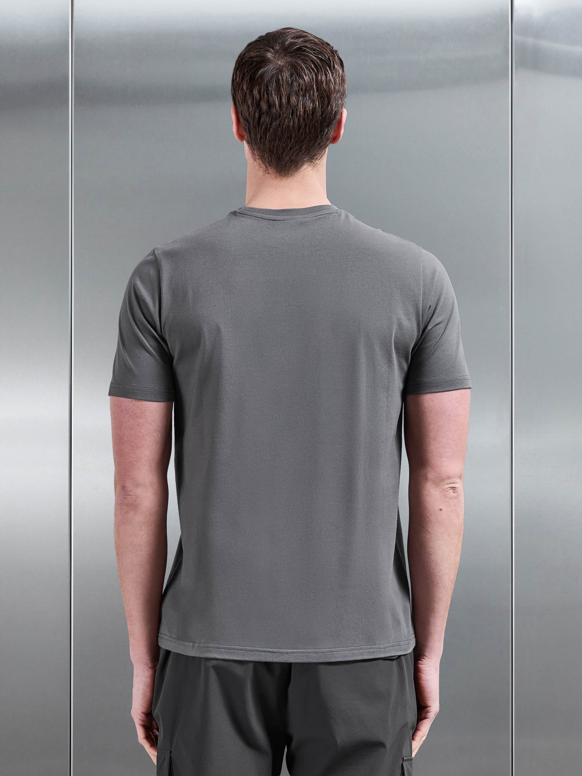 Mens Essential Slim Fit Cotton Stretch T-Shirt in Grey