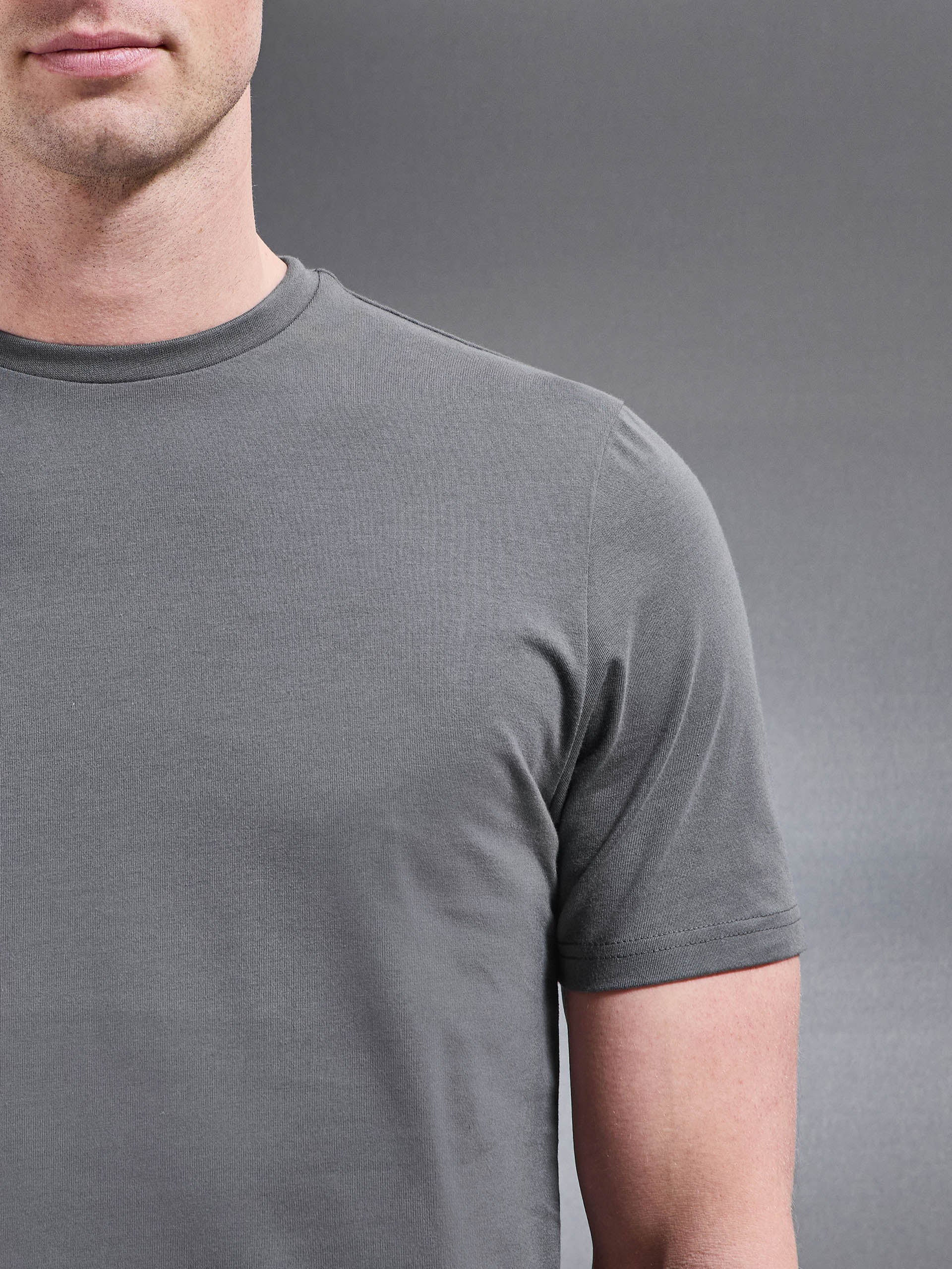 Mens Essential Slim Fit Cotton Stretch T-Shirt in Grey