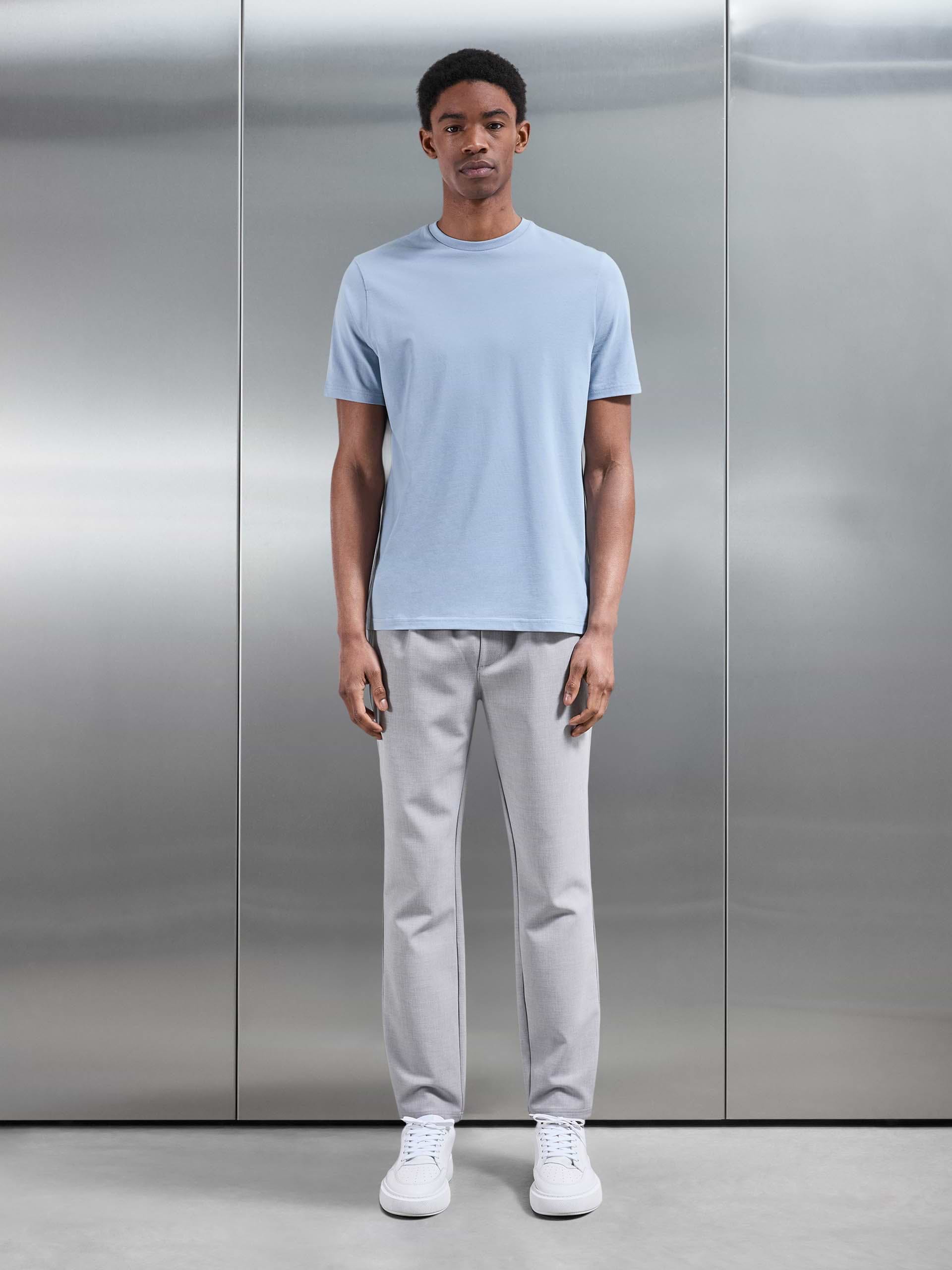 Mens Essential Slim Fit Cotton Stretch T-Shirt in Light Blue