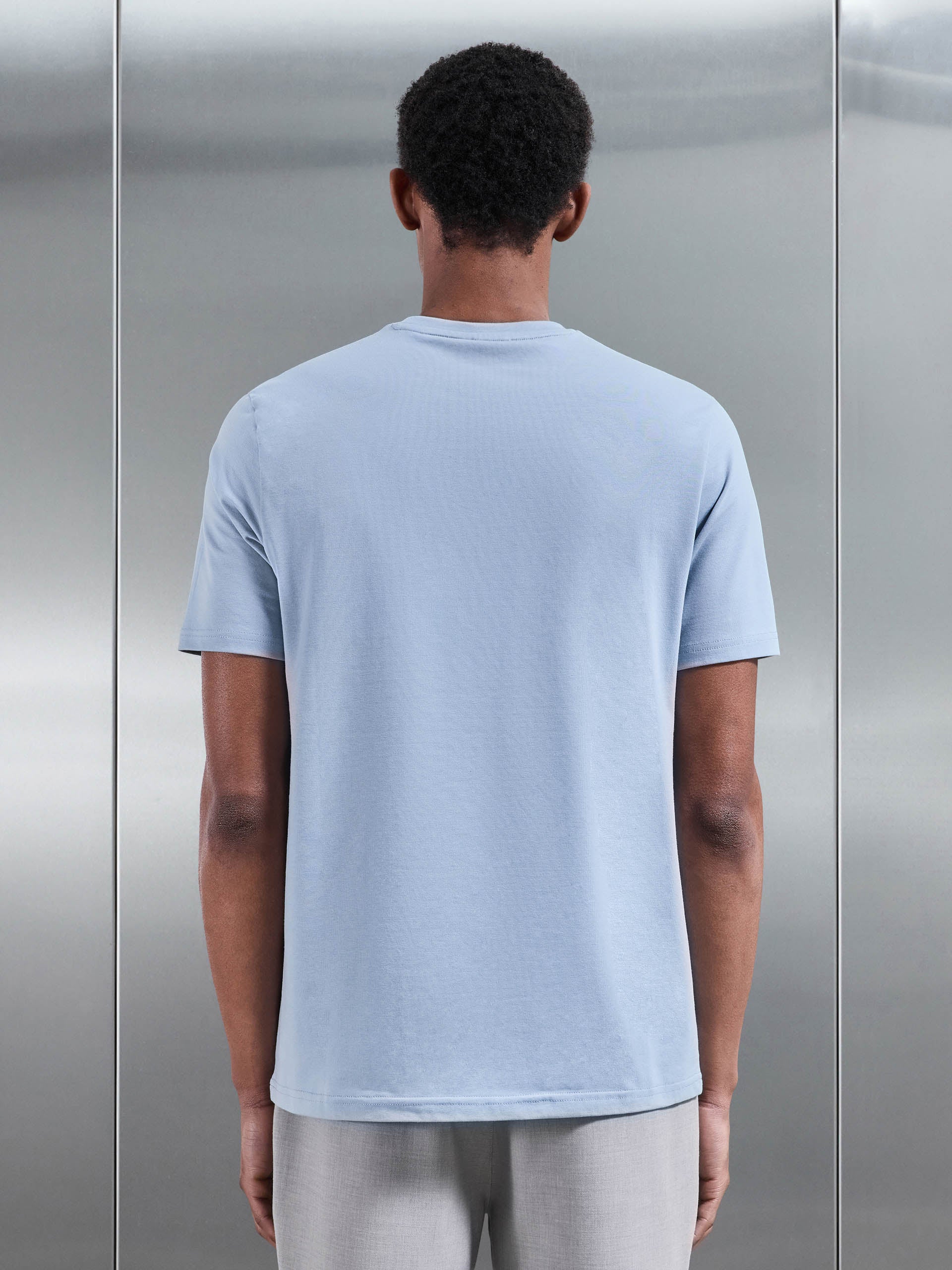 Mens Essential Slim Fit Cotton Stretch T-Shirt in Light Blue