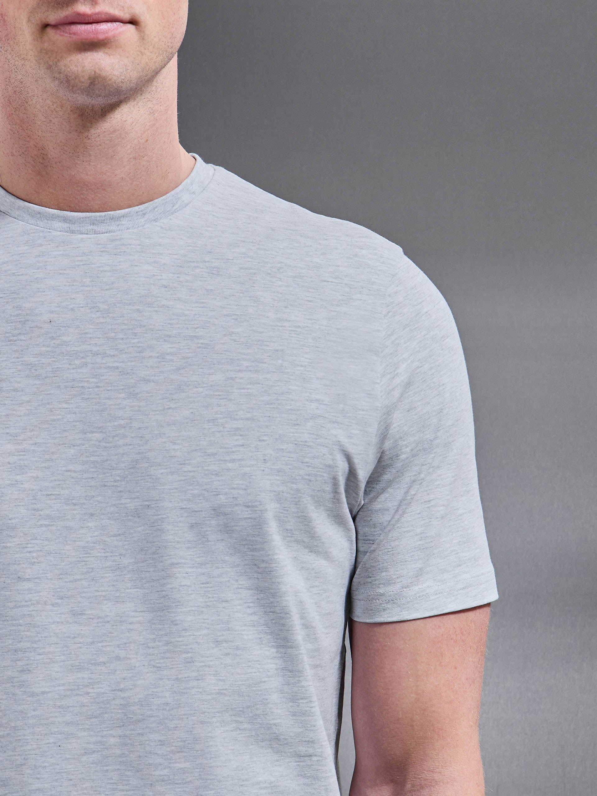 Mens Essential Slim Fit Cotton Stretch T-Shirt in Marl Grey