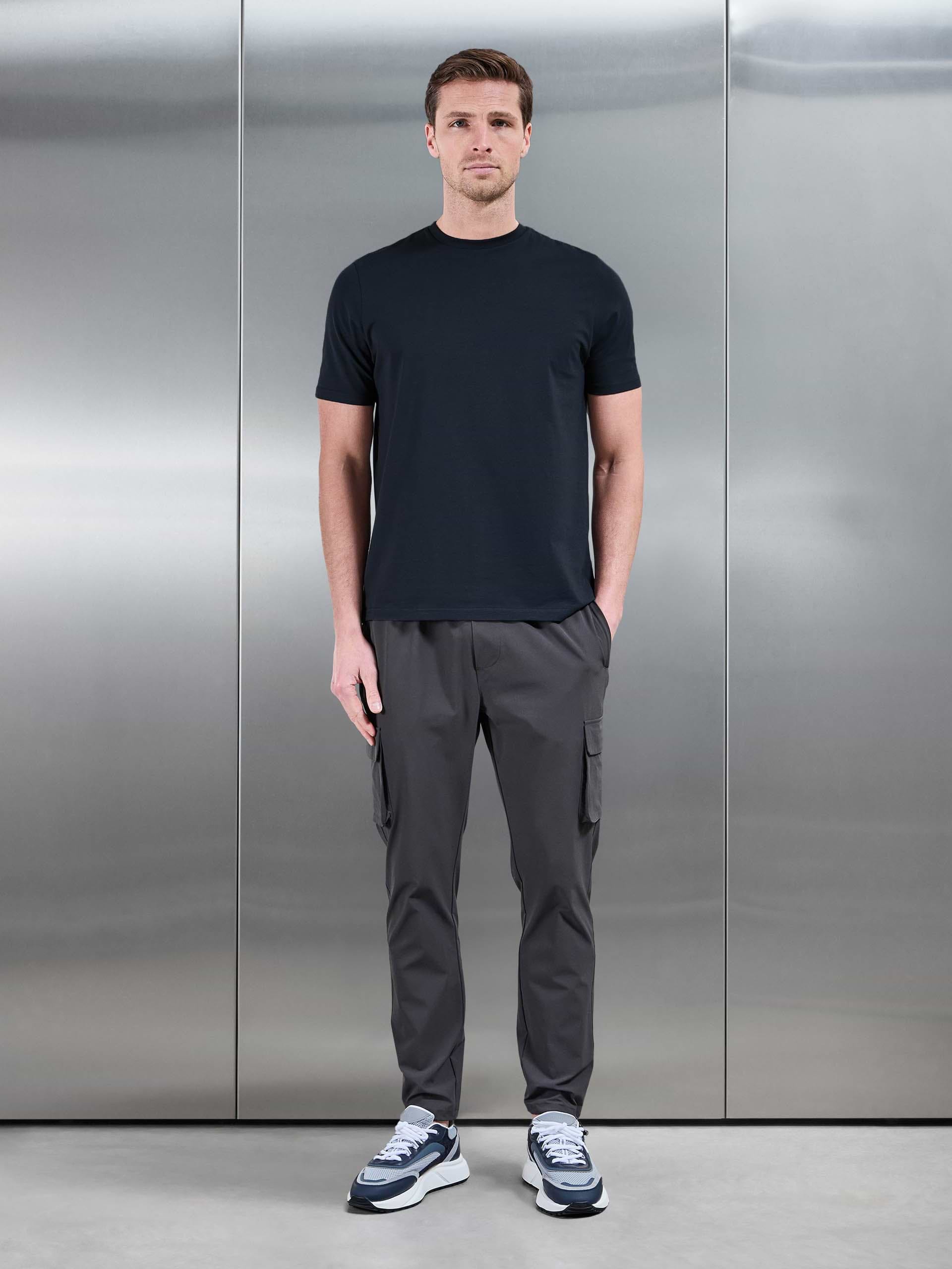 Mens Essential Slim Fit Cotton Stretch T-Shirt in Navy