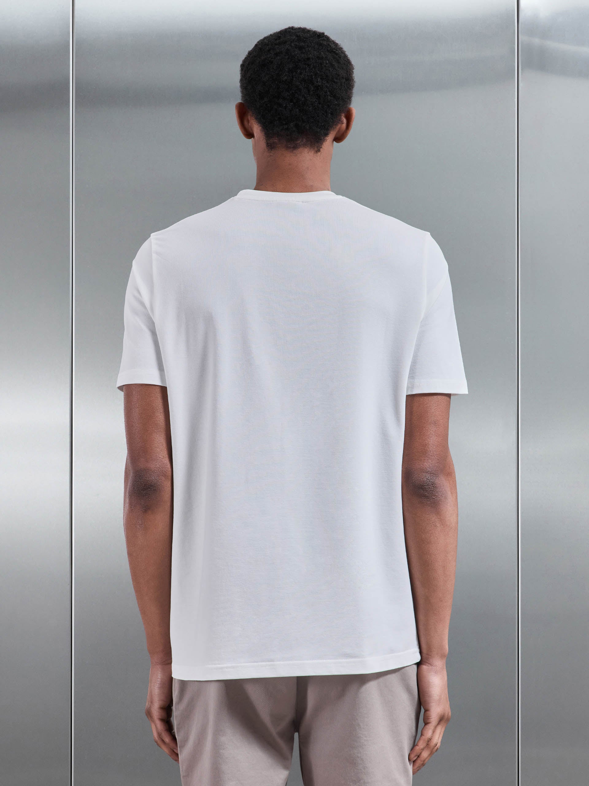 Mens Essential Slim Fit Cotton Stretch T-Shirt in Off White