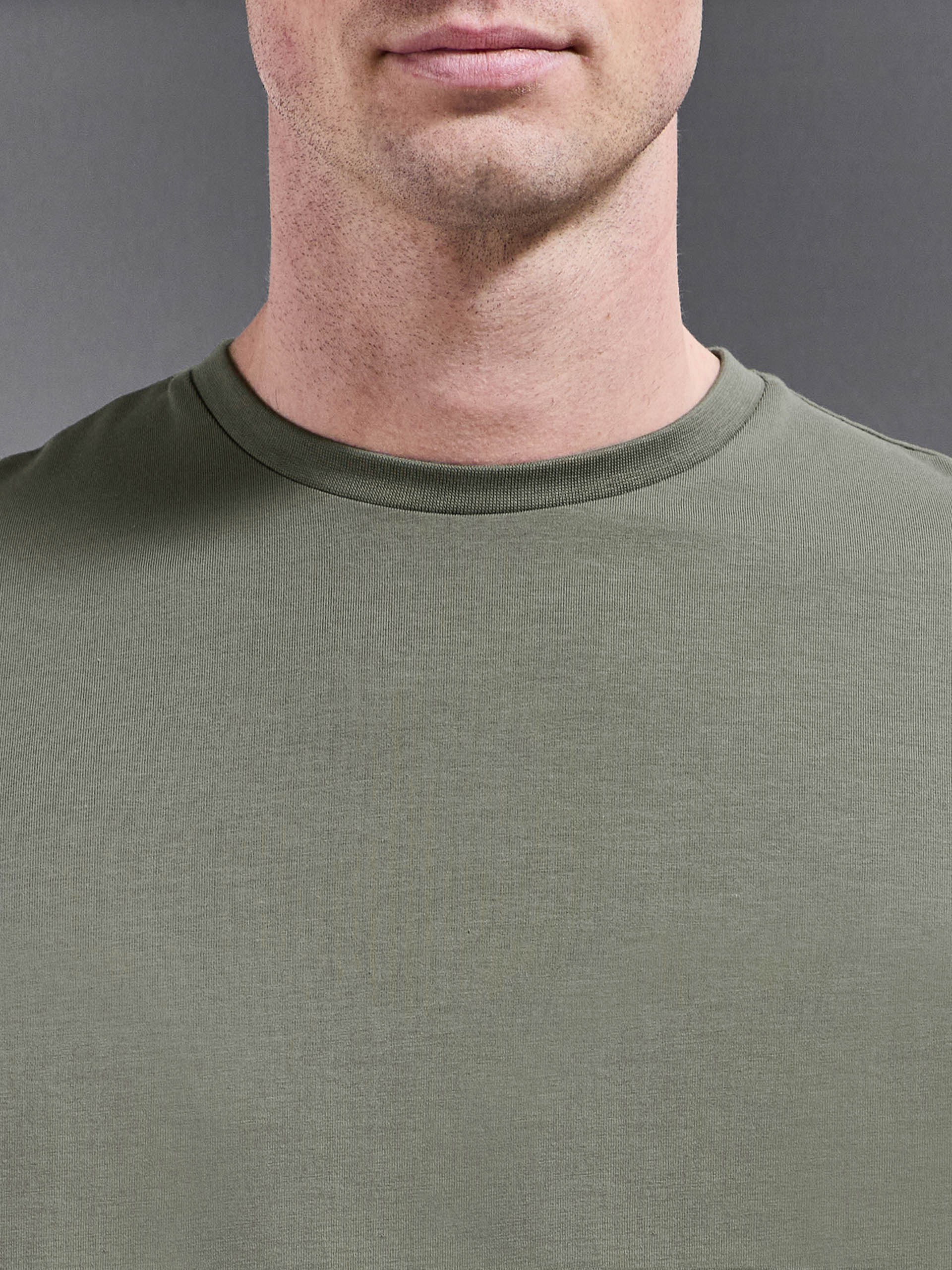 Mens Essential Slim Fit Cotton Stretch T-Shirt in Sage