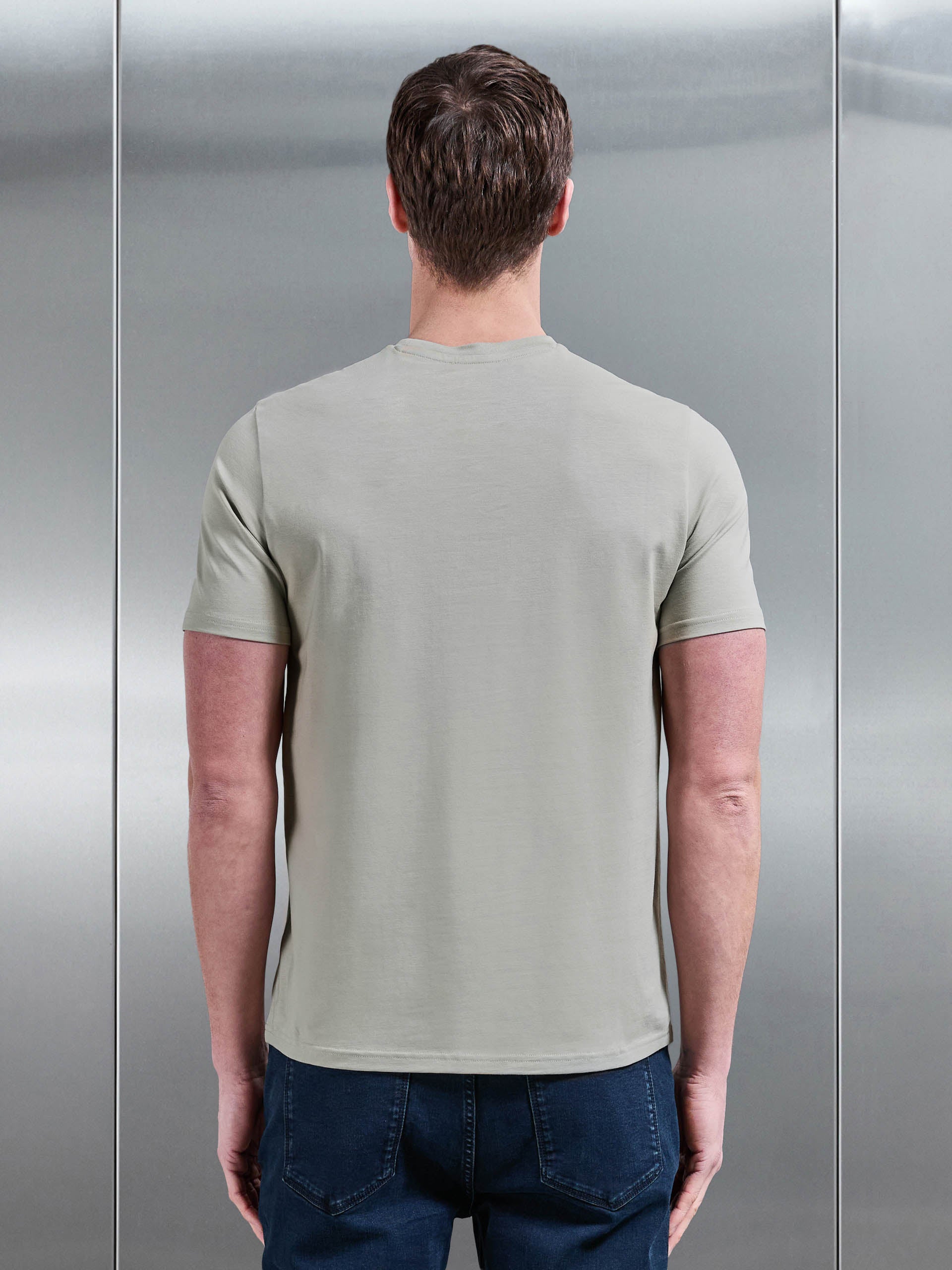 Mens Essential Slim Fit Cotton Stretch T-Shirt in Stone