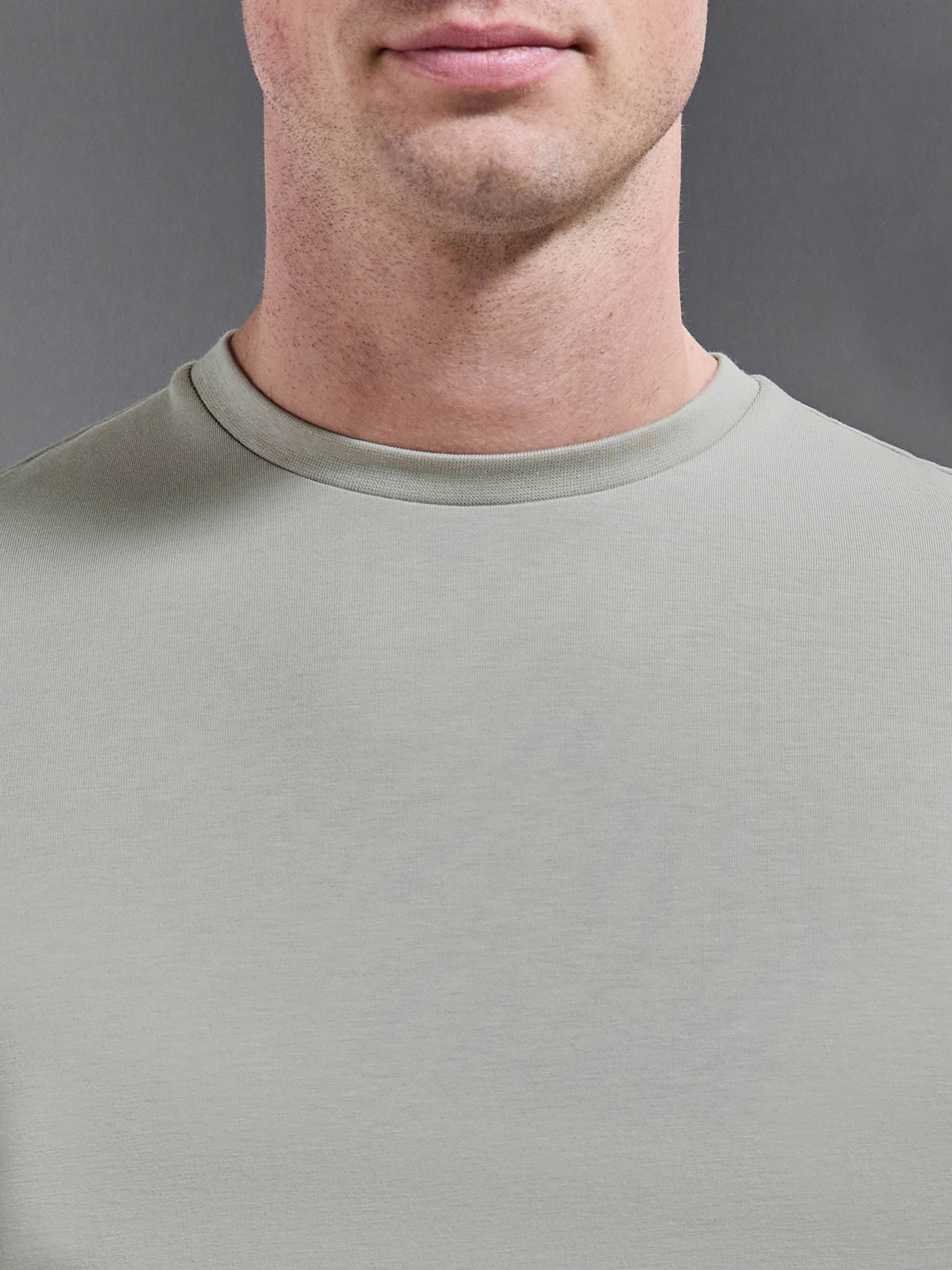 Mens Essential Slim Fit Cotton Stretch T-Shirt in Stone