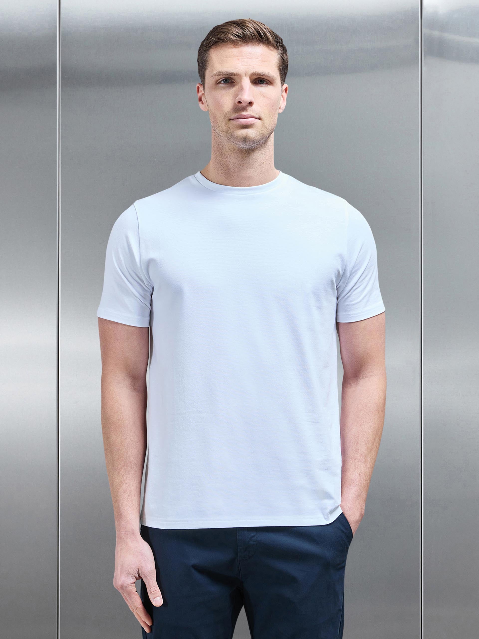 Mens Essential Slim Fit Cotton Stretch T-Shirt in White